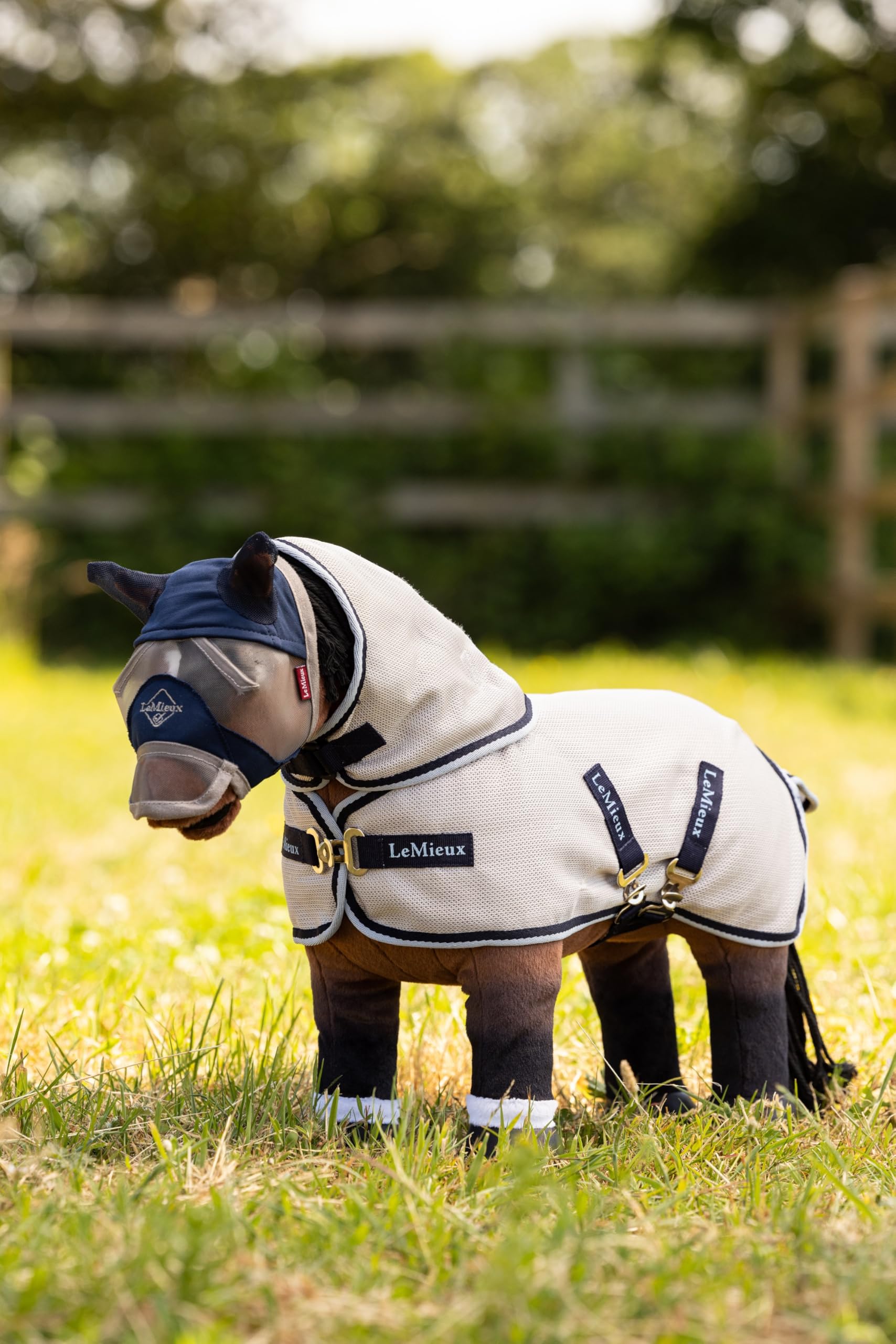 **LeMieux Toy Pony Fly Mask - Navy Blue Fly Veil for Small Horses & Ponies - UV Protection & Comfort for Riding, Training, and Pasture**
