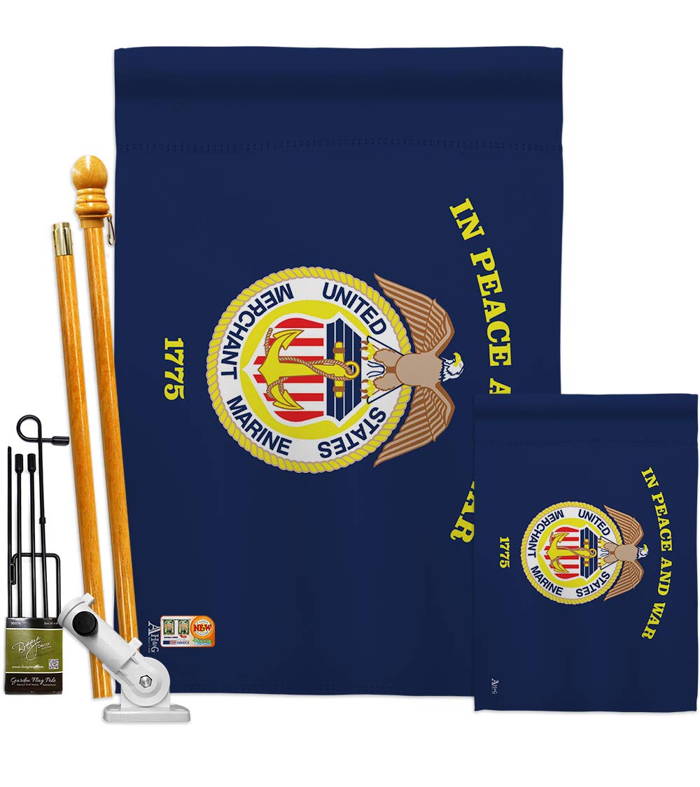 USMC Semper Fi Garden House Flag Kit - Double-Sided 28x40 Inch Military Veteran Yard Banner - Armed Forces & Merchant Marine Decorative Gift - Made in USA - Perfect for Patriotic Home Decor & Military Appreciation Events