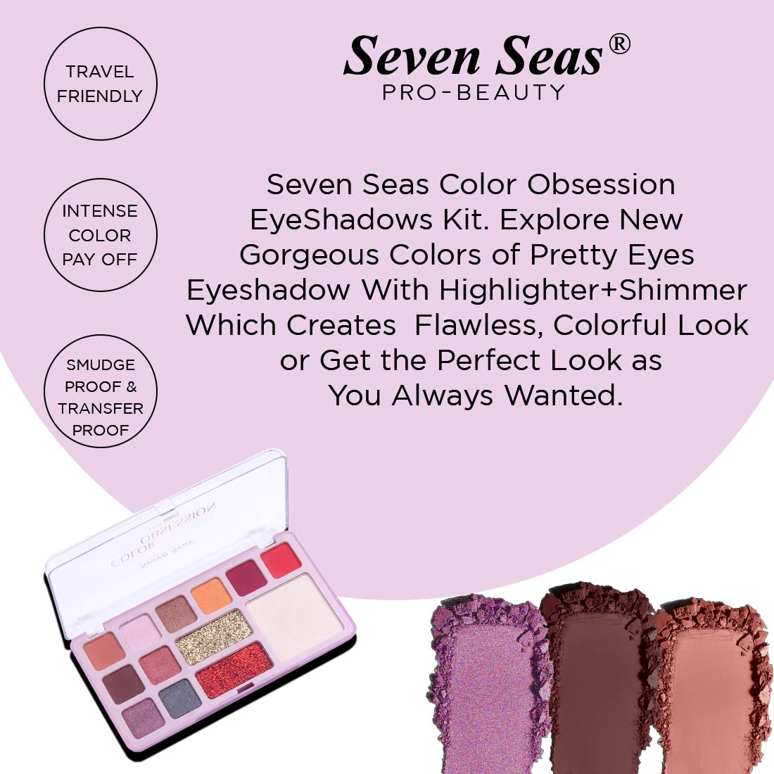 Seven Seas 13-Color Glitter Eyeshadow Palette - Natural Shimmer for Day & Night Looks