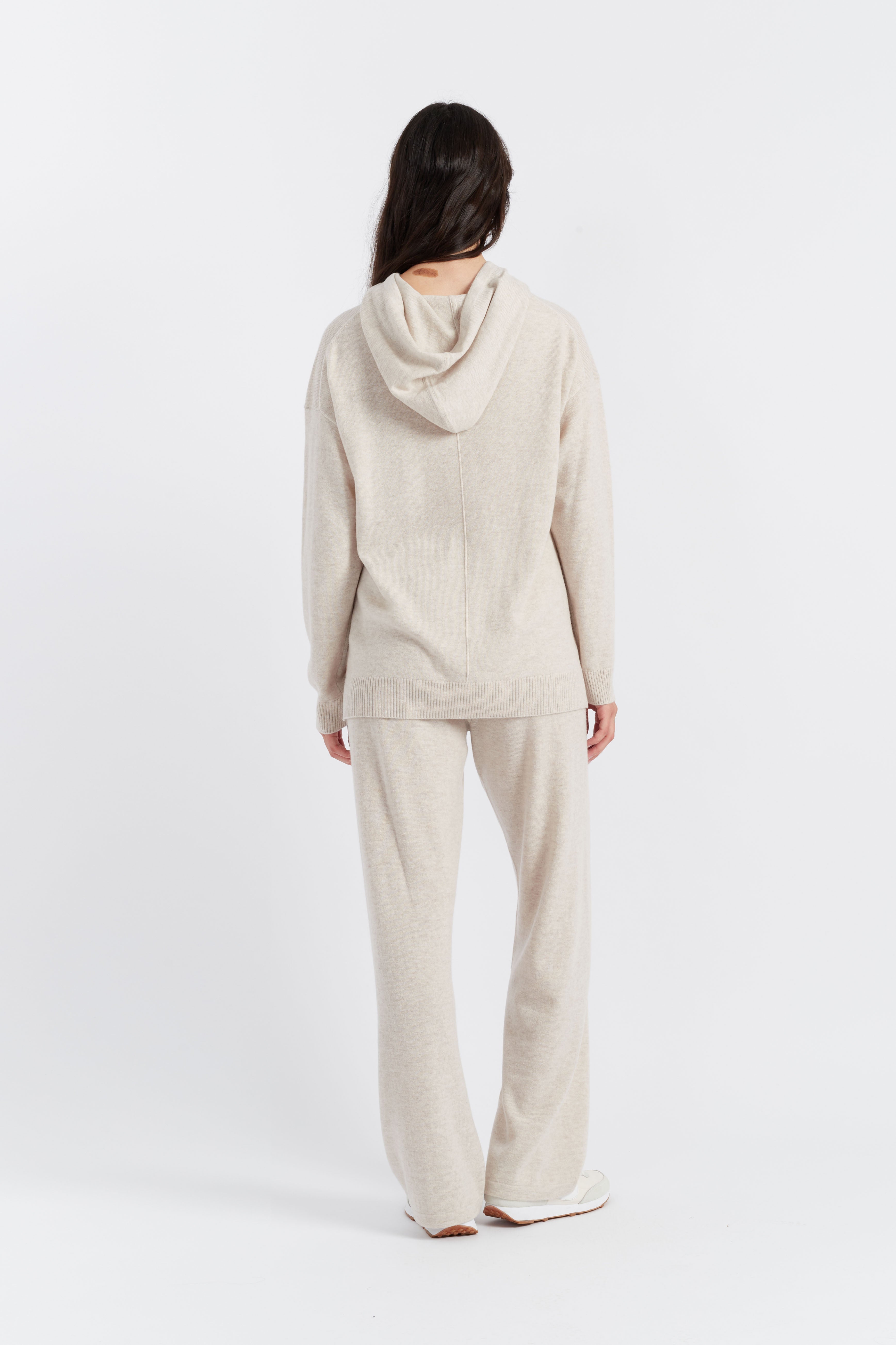 Light Oatmeal Wool Cashmere Relaxed Hoodie - Soft & Warm Oversized Sweatshirt for Women | Perfect for Casual Wear, Lounge & Winter Outfits