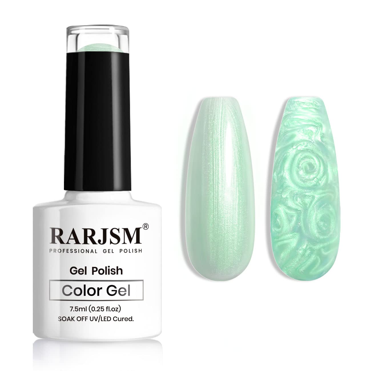 RARJSM Pearl Gel Nail Polish - Light Green Shimmer Mermaid UV Gel with Glitter for DIY Manicure | Soak Off Nail Art Gel for Salon & Home Use | Perfect for Parties, Weddings, and Special Occasions