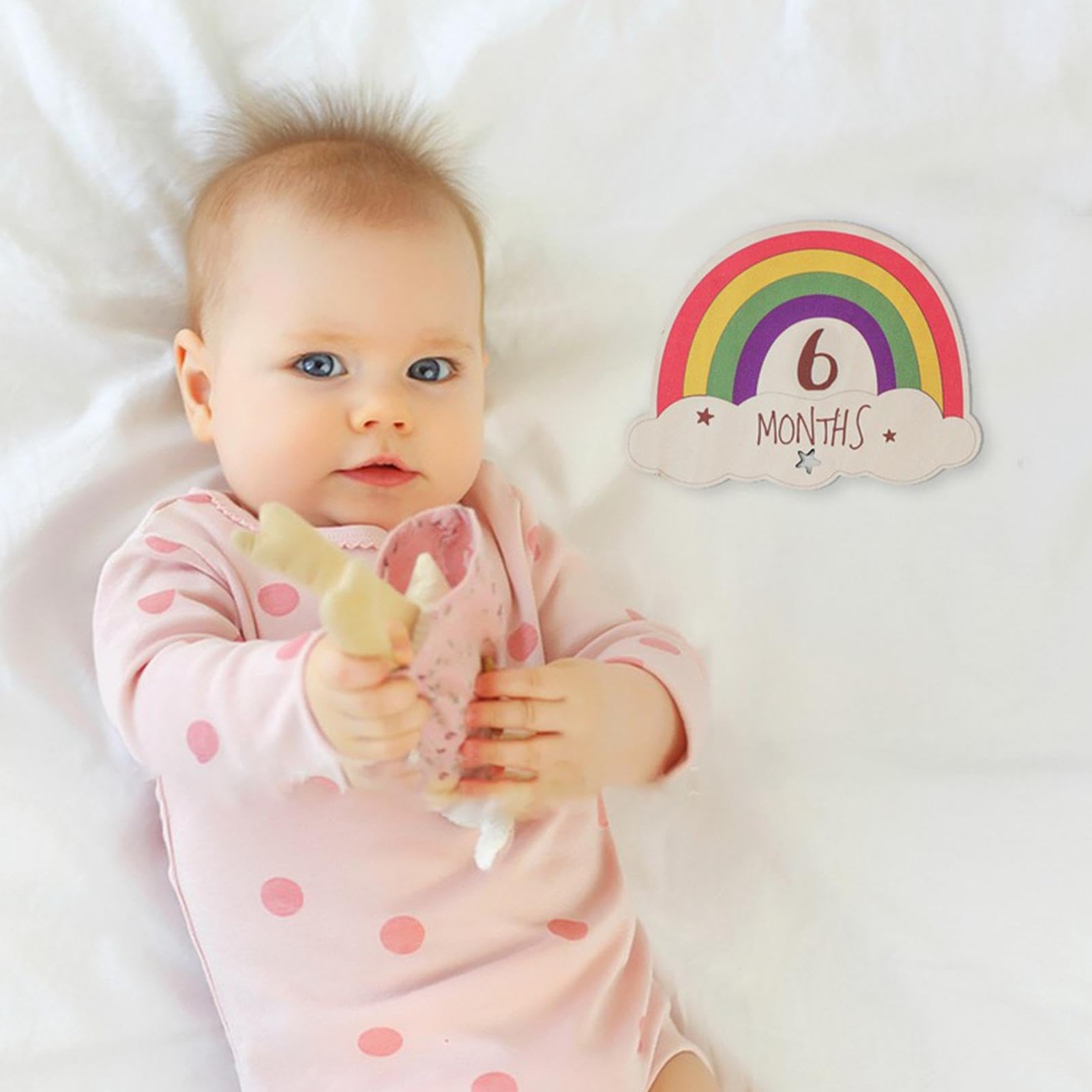Rainbow Milestones Cards - Wooden Baby Monthly Signs, Colorful Baby Month Announcement, Baby Growth Tracker for Newborns & Infants - Perfect for Baby Showers, Monthly Photos, and Milestone Celebrations