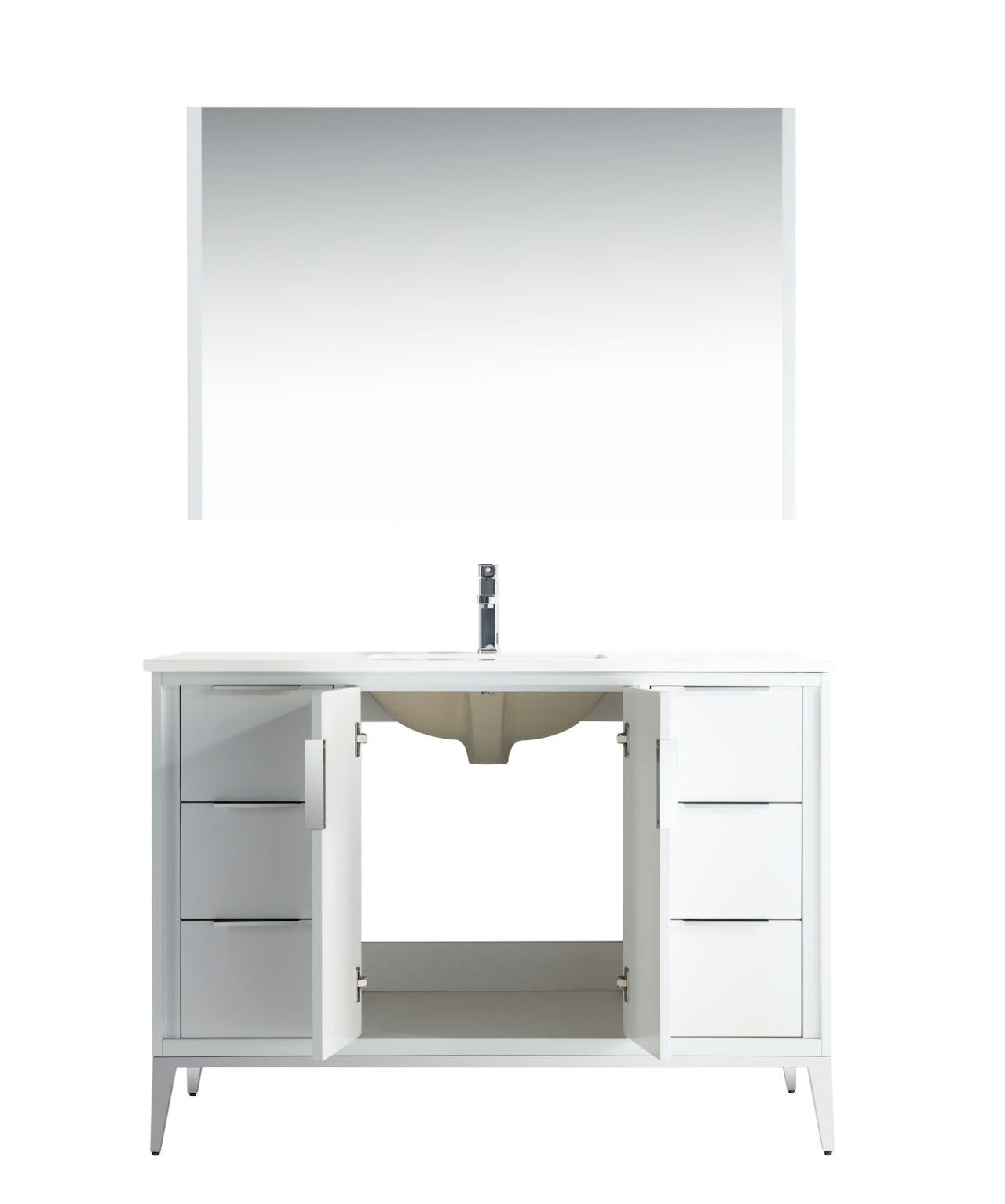 KD99GW 48-Inch Gloss White Bathroom Vanity with Quartz Countertop - Modern Elegance for Master Bath & Powder Room Remodel