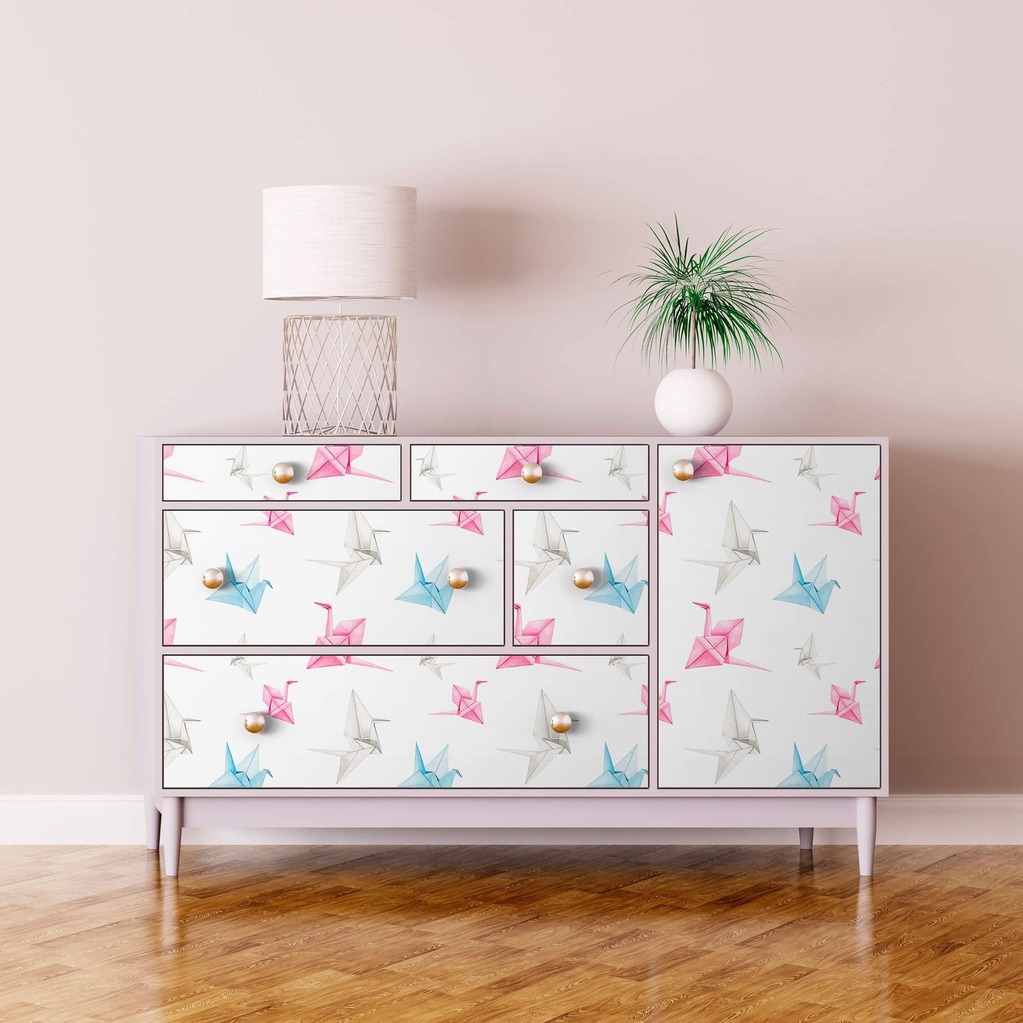 White and Pink Asian Themed Peel and Stick Removable Wallpaper 9390 - Self-Adhesive Decorative Wall Covering for Bedroom, Living Room, Nursery, and Office Decor