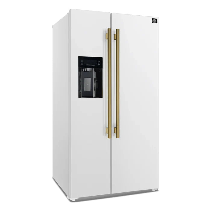 Forno Espresso Salerno 36 Inch 20 cu.ft Side by Side Refrigerator with Water Dispenser - Energy Efficient Stainless Steel Fridge for Kitchen, Office, or Restaurant (Model FFRBI1844)