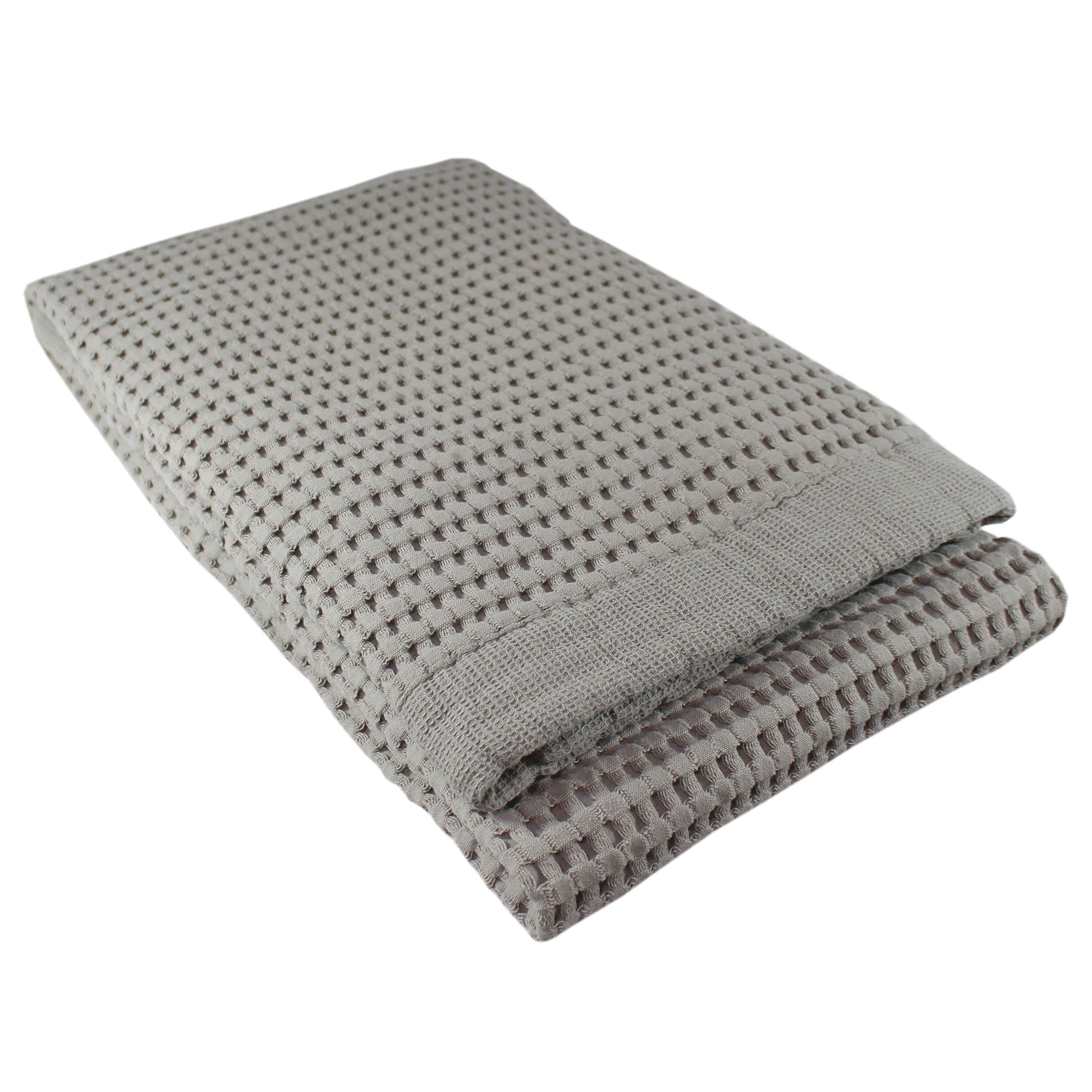 Gilden Tree Quick Dry Waffle Bath Towels - Ultra Absorbent & Lint Free Thin Towel Set - Modern Pewter Gray Bathroom Towels for Spa, Gym & Guest Bath