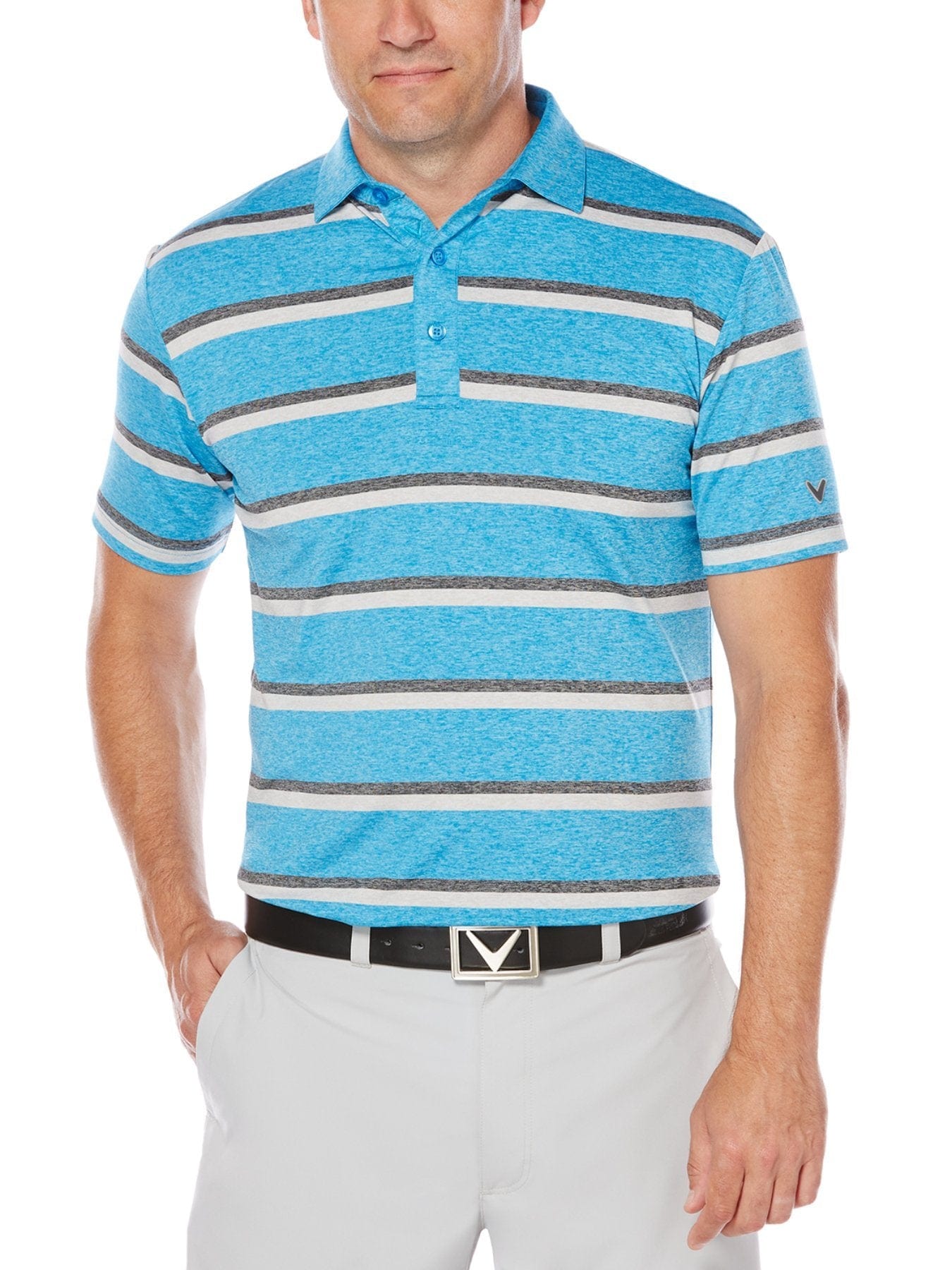 Big & Tall Opti Soft Heather Printed Stripe Polo Shirt for Men - Comfortable Casual Wear for Work & Outdoor Activities