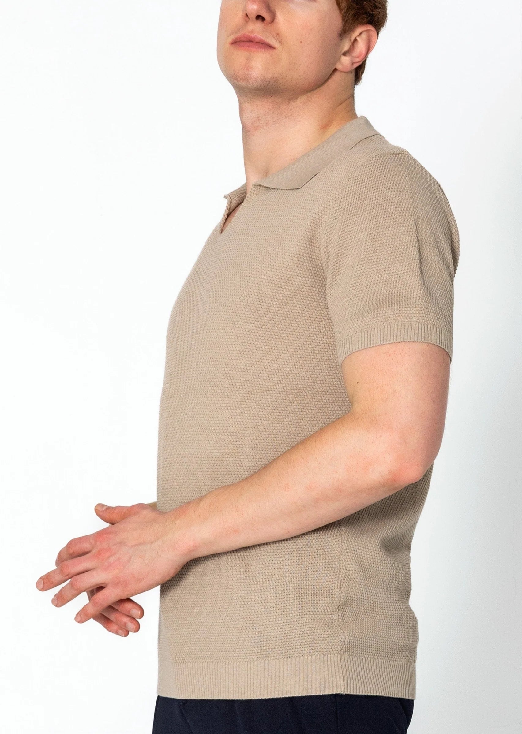 RNT23 Jersey Knit Polo Shirt in Stone - Comfortable & Stylish Men's Casual Wear for Office, Golf & Everyday Outfits