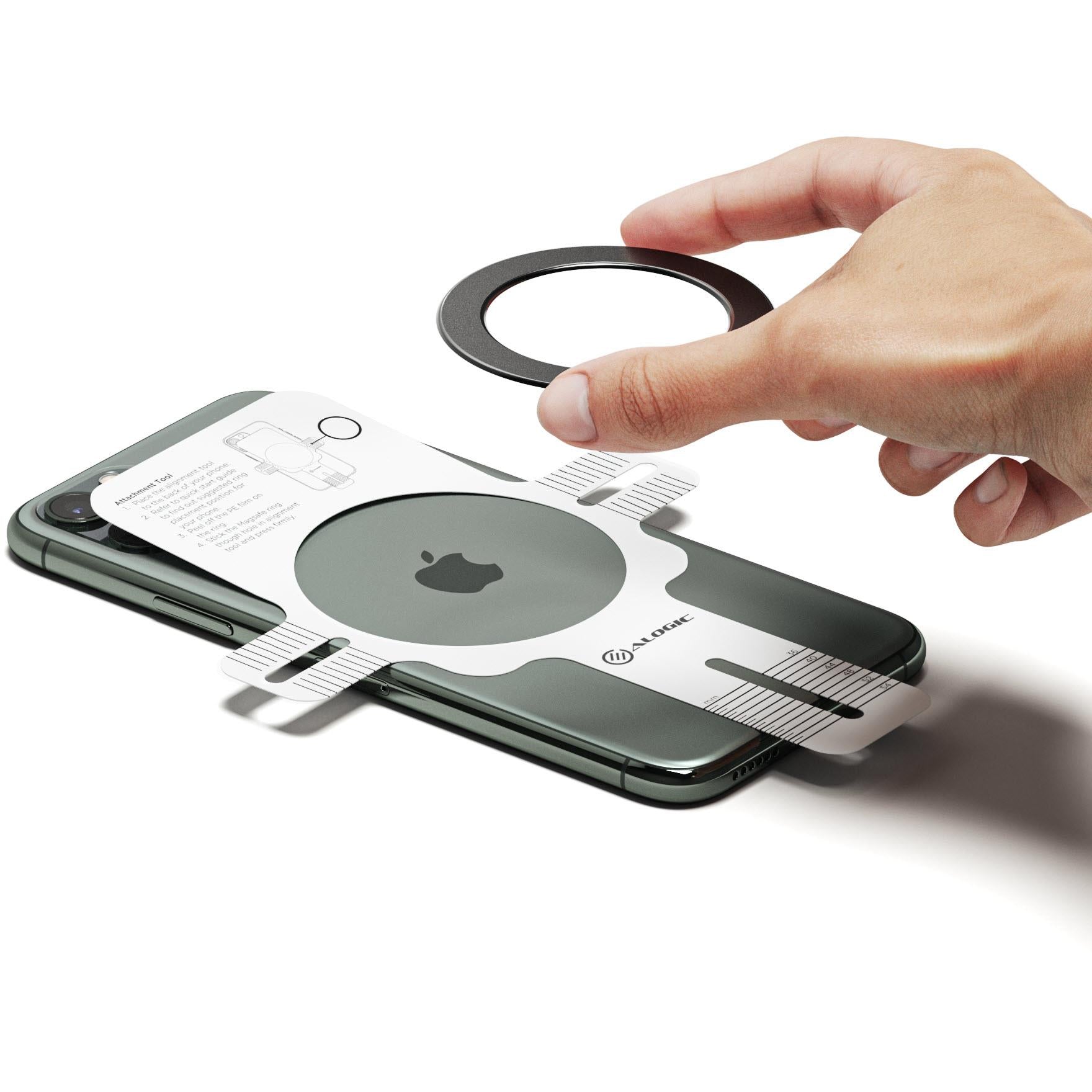 ALOGIC MagSafe Magnetic Ring for iPhone - Strong Magnetic Holder, Secure Grip, Compatible with iPhone 12/13/14/15 Series (Black) - Perfect for Car Mounts, Desk Stands & Hands-Free Use