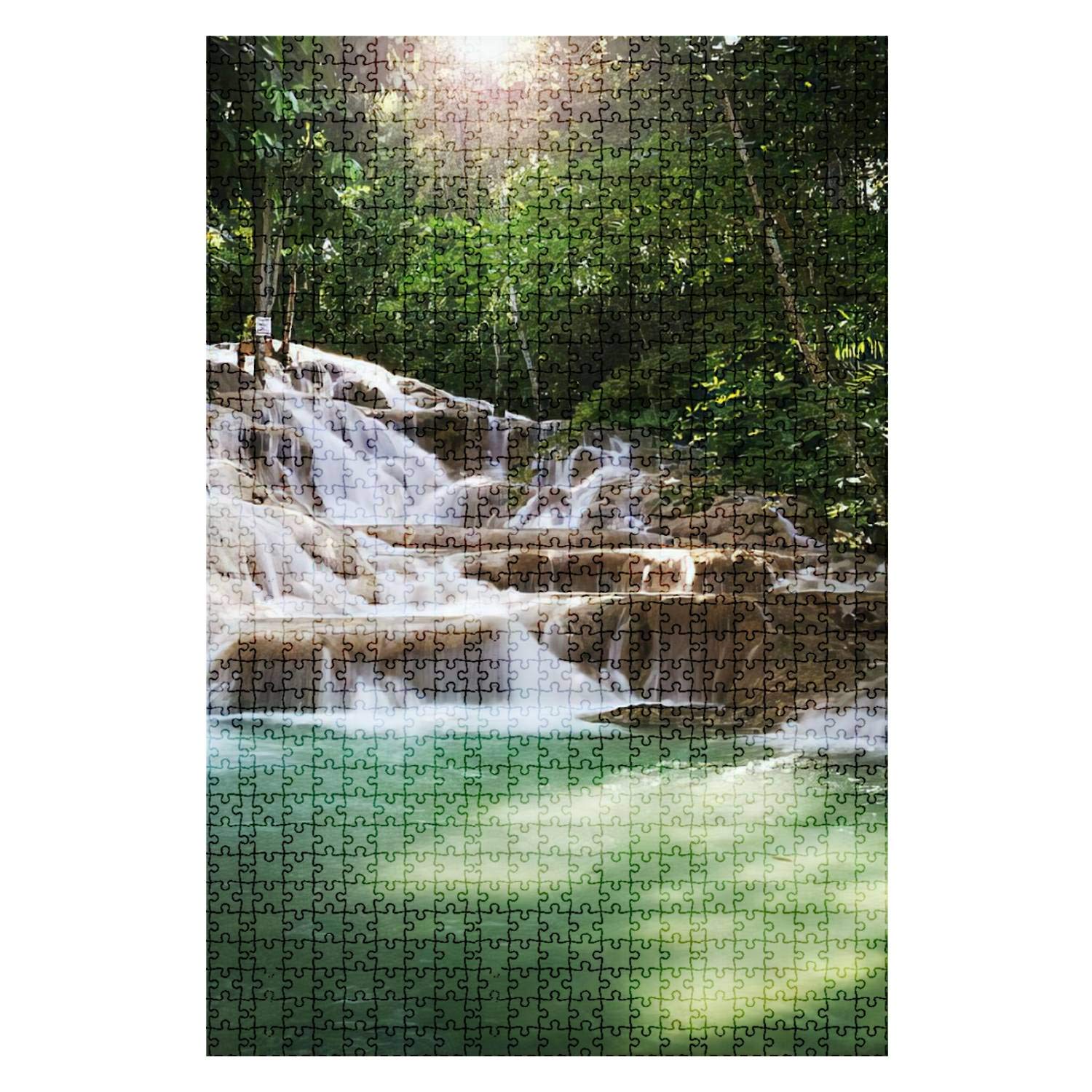 1000-Piece Wooden Jigsaw Puzzle - Dunn's River Falls Waterfall Landscape - Challenging Adult & Kids Puzzle Game - DIY Educational Toy & Home Decor Gift (Perfect for Family Game Nights & Stress Relief)