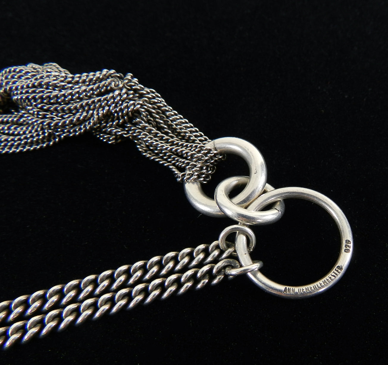 Ann Demeulemeester Sterling Silver Long Chain Fringe Tassel Necklace - Elegant Layered Jewelry for Women, Boho Chic Style, Perfect for Parties & Date Nights