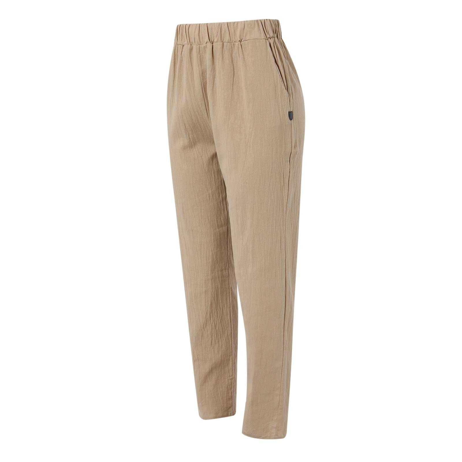 Women's Casual Elastic Waist Straight Leg Pants - Solid Color Trendy Baggy Trousers with Pockets | Comfortable Lounge Wear for Work, Travel & Everyday Outfits