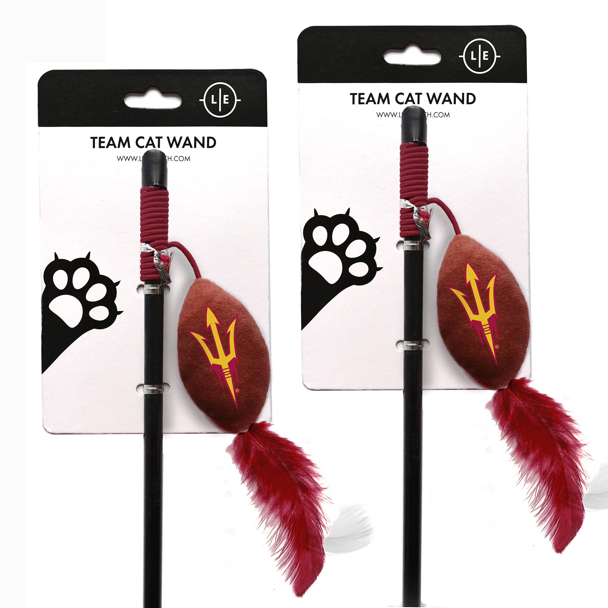 NCAA Arizona State Sun Devils Cat Toy Set - 2-Piece Team Color Wand Combo for Pets