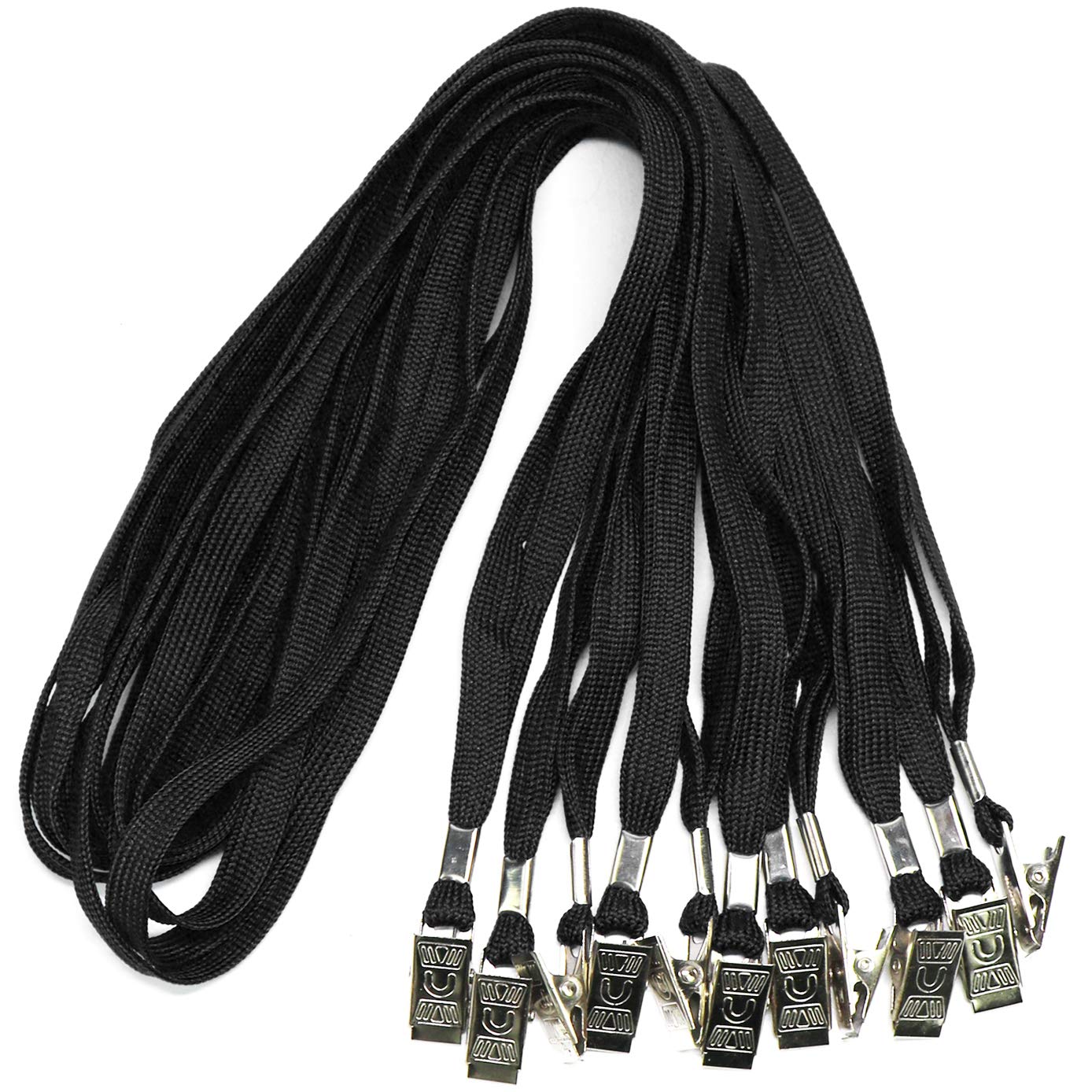 50 Pack Black ID Badge Lanyards with Clip - Cruise, Name Tags & Card Holders for Work & Events