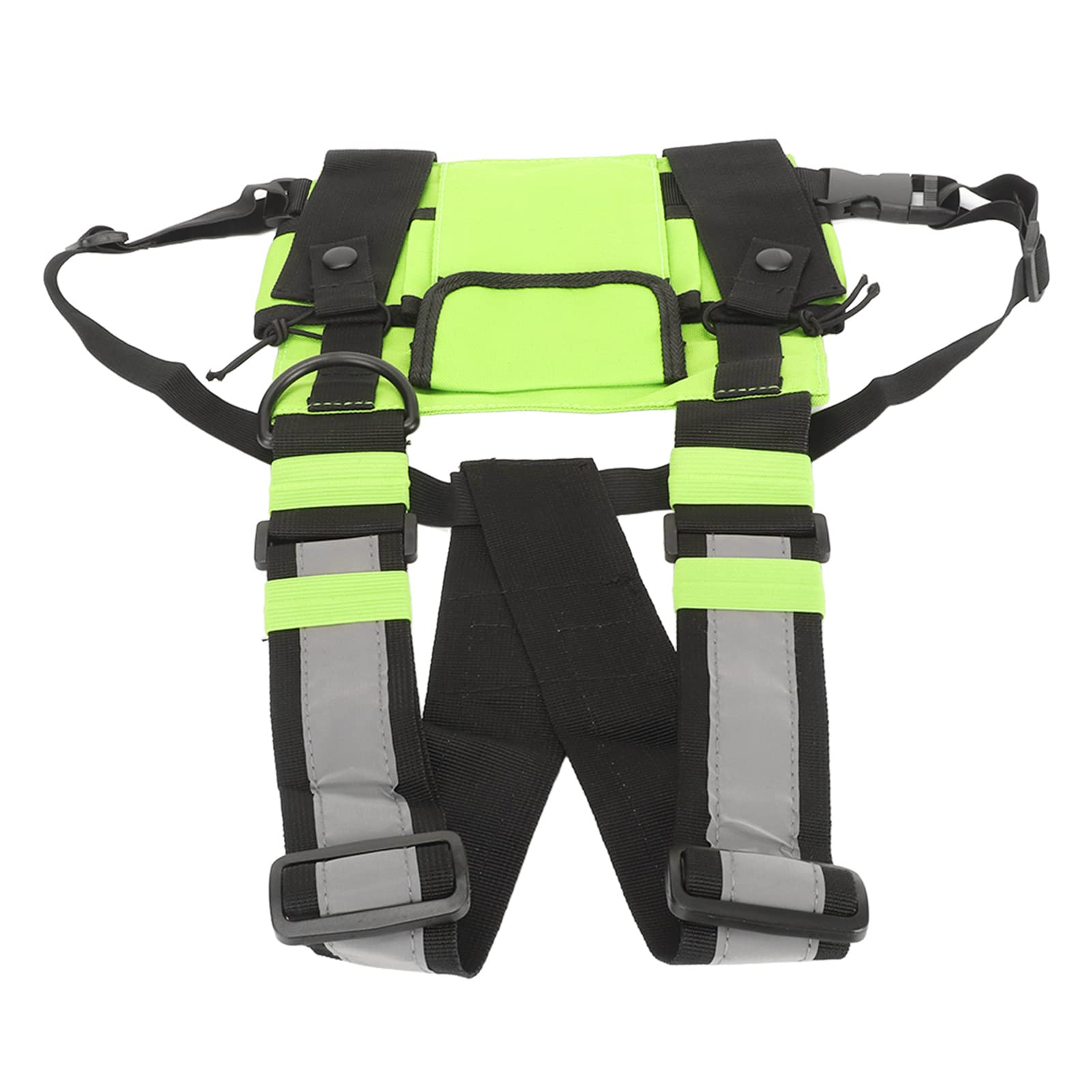 Adjustable Radio Chest Harness Vest Bag for Two-Way Radios & Walkie Talkies - Fruit Green Tactical Shoulder Strap Pack with Pockets - Ideal for Security, Construction, Hiking & Outdoor Activities