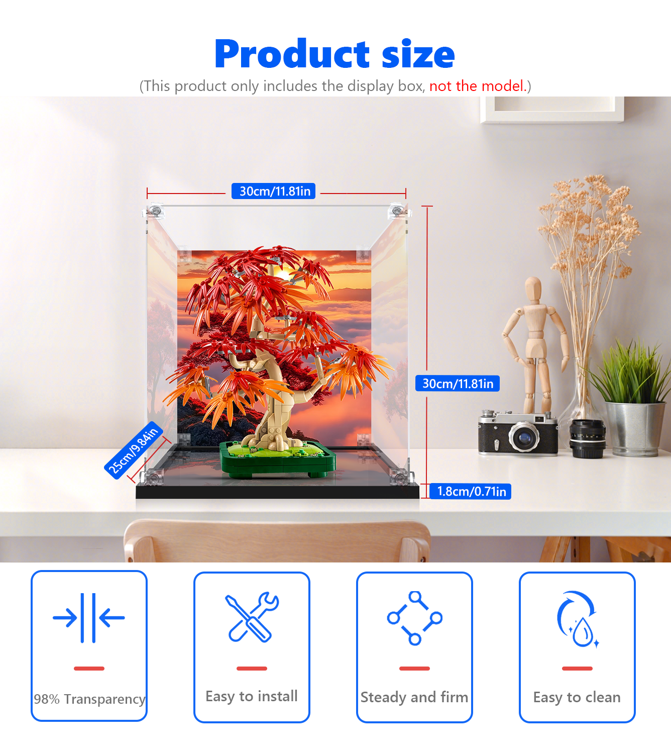 LEGO® The Botanical Collection Japanese Red Maple Bonsai Tree 10348 Display Case - Acrylic Protection for LEGO Bonsai Model - Perfect for Home Decor, Office Display & Gift for LEGO Enthusiasts