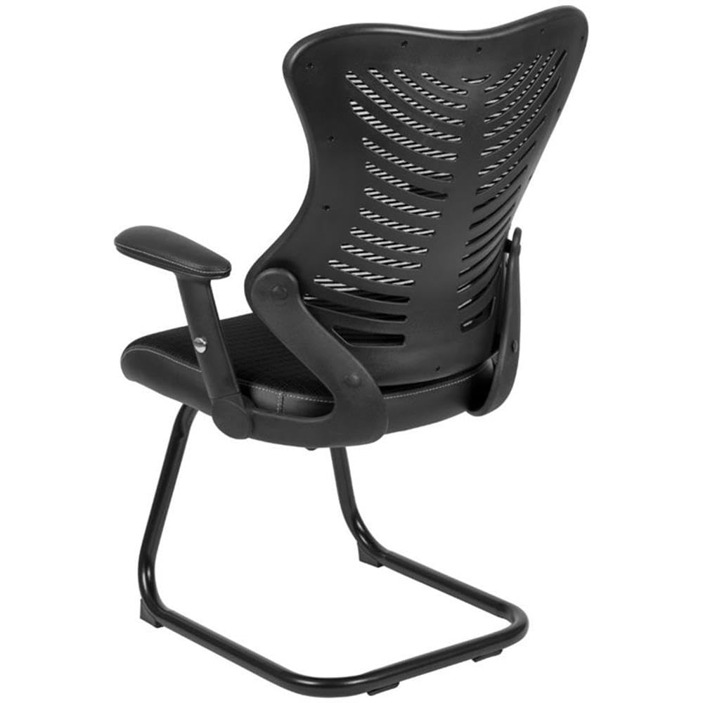 UrbanPro Modern Mesh Sled Base Office Chair - Ergonomic Black Desk Chair for Home & Office Workspace - Perfect for Long Hours Sitting, Gaming, and Computer Work
