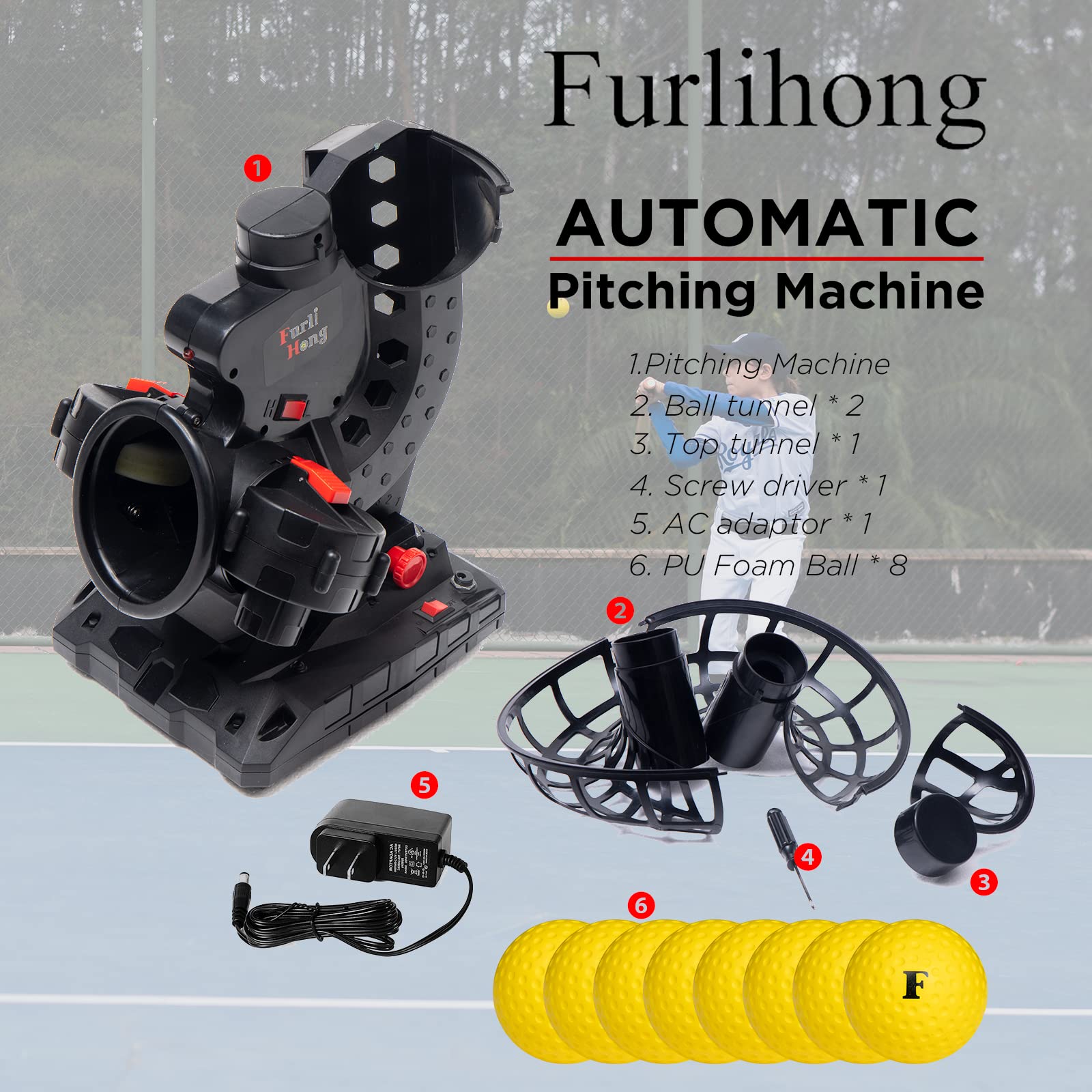 Upgraded Electronic Baseball Pitching Machine - Adjustable Speed & Angles, AC/Battery Powered with 8 Dimpled Balls | Perfect for Youth Baseball Training, Batting Practice & Fielding Drills at Home or Backyard