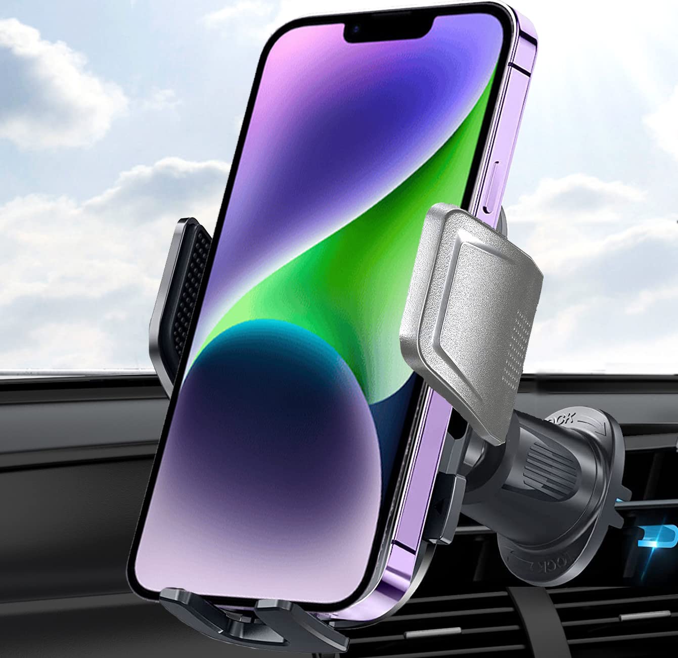2023 Universal Car Air Vent Phone Holder - Compatible with iPhone & Samsung (Big Phones & Cases) - Hands-Free Driving & GPS Navigation Accessory
