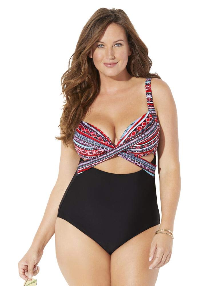 Plus Size Women's Cut Out Underwire One Piece Swimsuit - Sexy & Supportive Bathing Suit for Curvy Figures | Perfect for Beach Vacations, Pool Parties & Summer Getaways