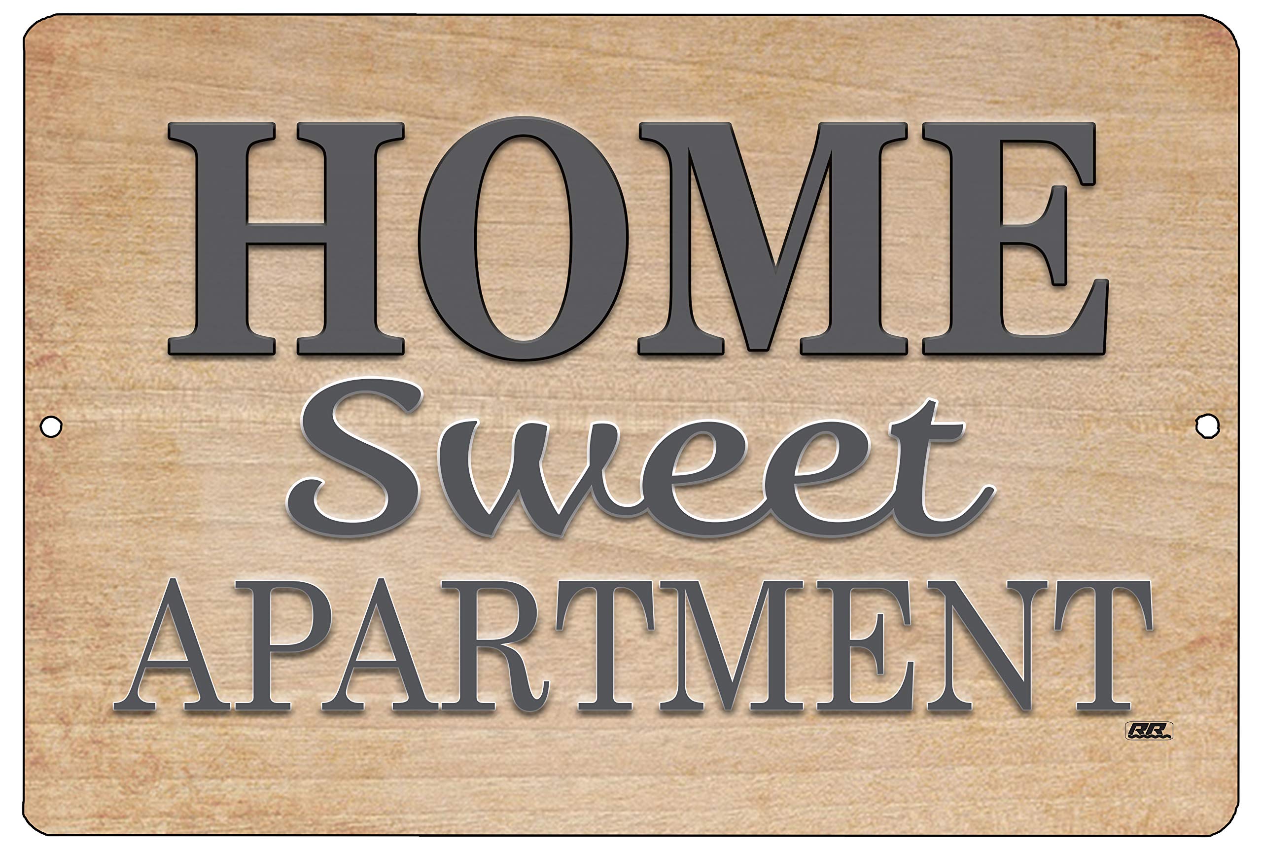 Rogue River Tactical Funny Sarcastic Metal Tin Sign - 'Home Sweet Apartment' Wall Decor Art Poster for Man Cave, Office, Bar & Garage Decoration