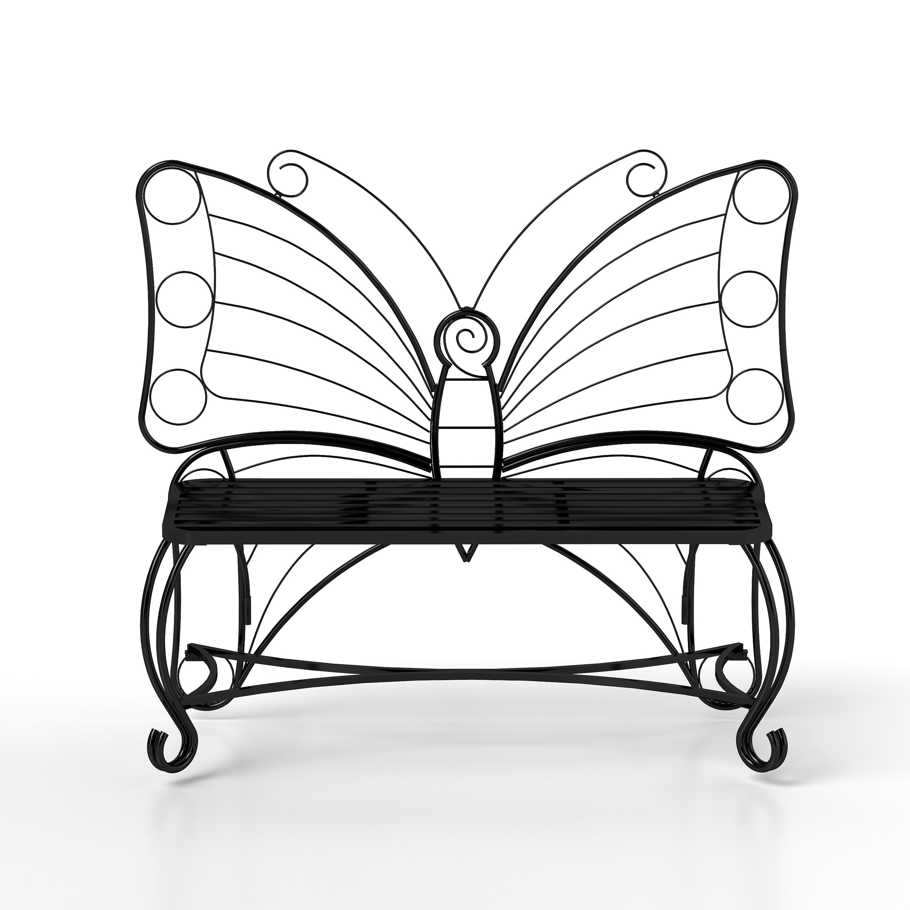 Elegant Butterfly Cast Metal Garden Bench - Durable Outdoor Patio Seat for Garden, Yard, Park & Entryway - Perfect for Relaxing, Decorating Outdoor Spaces & Enhancing Curb Appeal