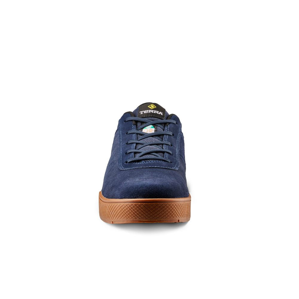 **TR0A838YNVU Men's Aluminum Toe Skate Shoes - Lightweight Safety Sneakers for Work & Sports - Navy Blue - Non-Slip, Breathable for Construction, Warehouse & Skateboarding**