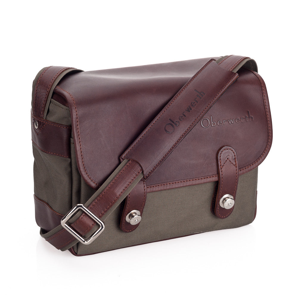 Oberwerth Freiburg Medium Camera Bag - Premium Cordura & Leather - Olive/Dark Brown - Perfect for Photographers & Travel Enthusiasts
