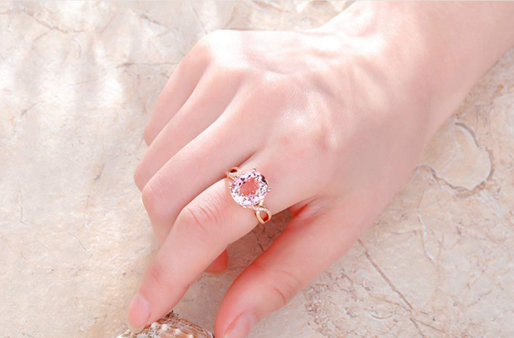 HengSun Pink Diamond Crystal Princess Ring - Rose Gold Simulated Diamond Engagement Ring for Women, Size 6 - Perfect for Valentine's Day, Wedding Proposal & Anniversary Gifts
