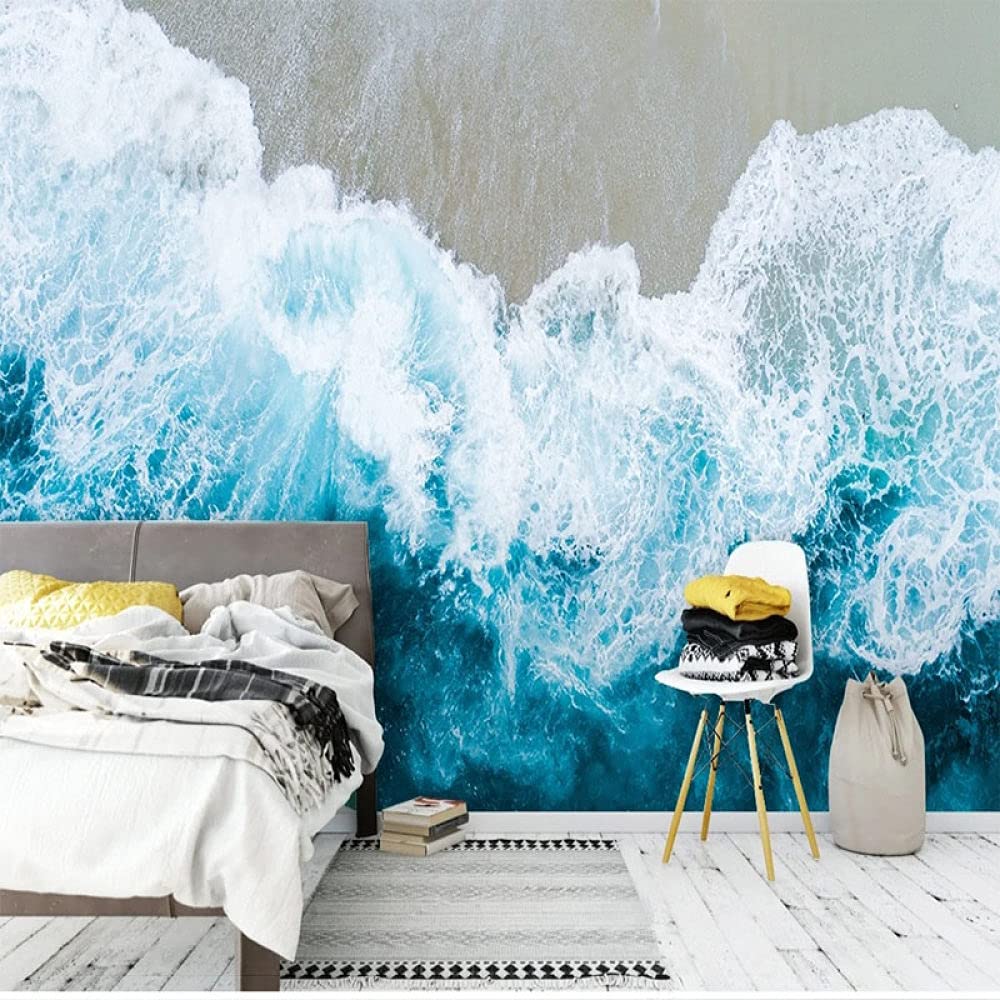 Modern Blue Turbulent Sea Wave Spray Pattern Self-Adhesive Contact Paper - Peel and Stick Countertop Wallpaper for Kitchen, Bathroom, Bedroom & Living Room Decor - 29
