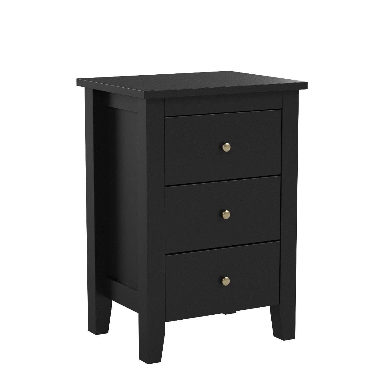 Giantex 2-Pack Nightstand Set with 3 Drawers - Solid Wood Legs Bedside Table, Storage Cabinet for Small Spaces - Perfect for Bedroom, Living Room & Apartment (Black)