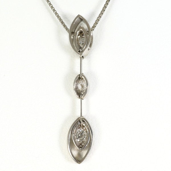 18K White Gold Diamond Necklace for Women - Elegant Pendant Jewelry Gift for Anniversary, Wedding, Valentine's Day