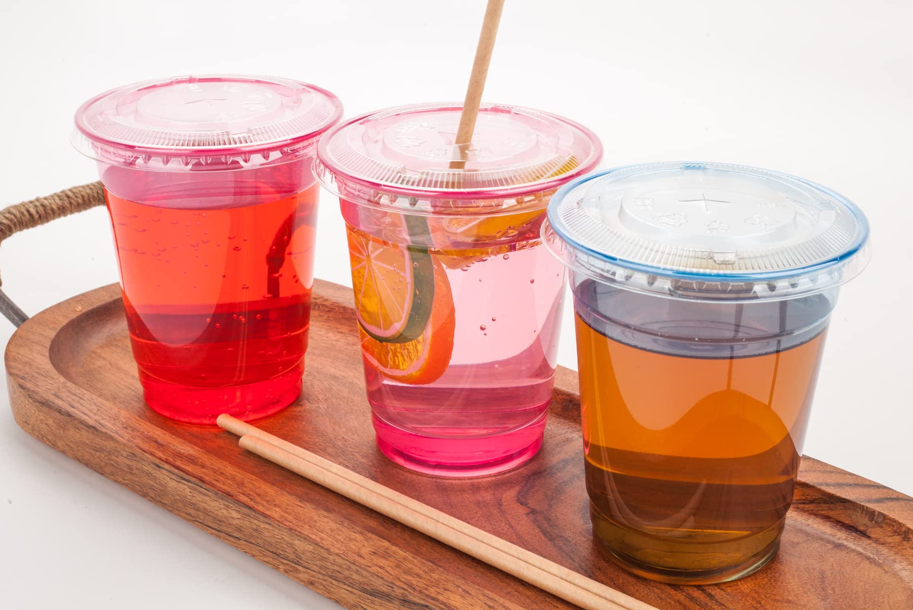 Golden Apple 12oz Plastic Cups with Lids - 50 Sets (50 Cups + 50 Lids) BPA Free, Pink & Red Colors - Perfect for Parties, Picnics, and Office Events