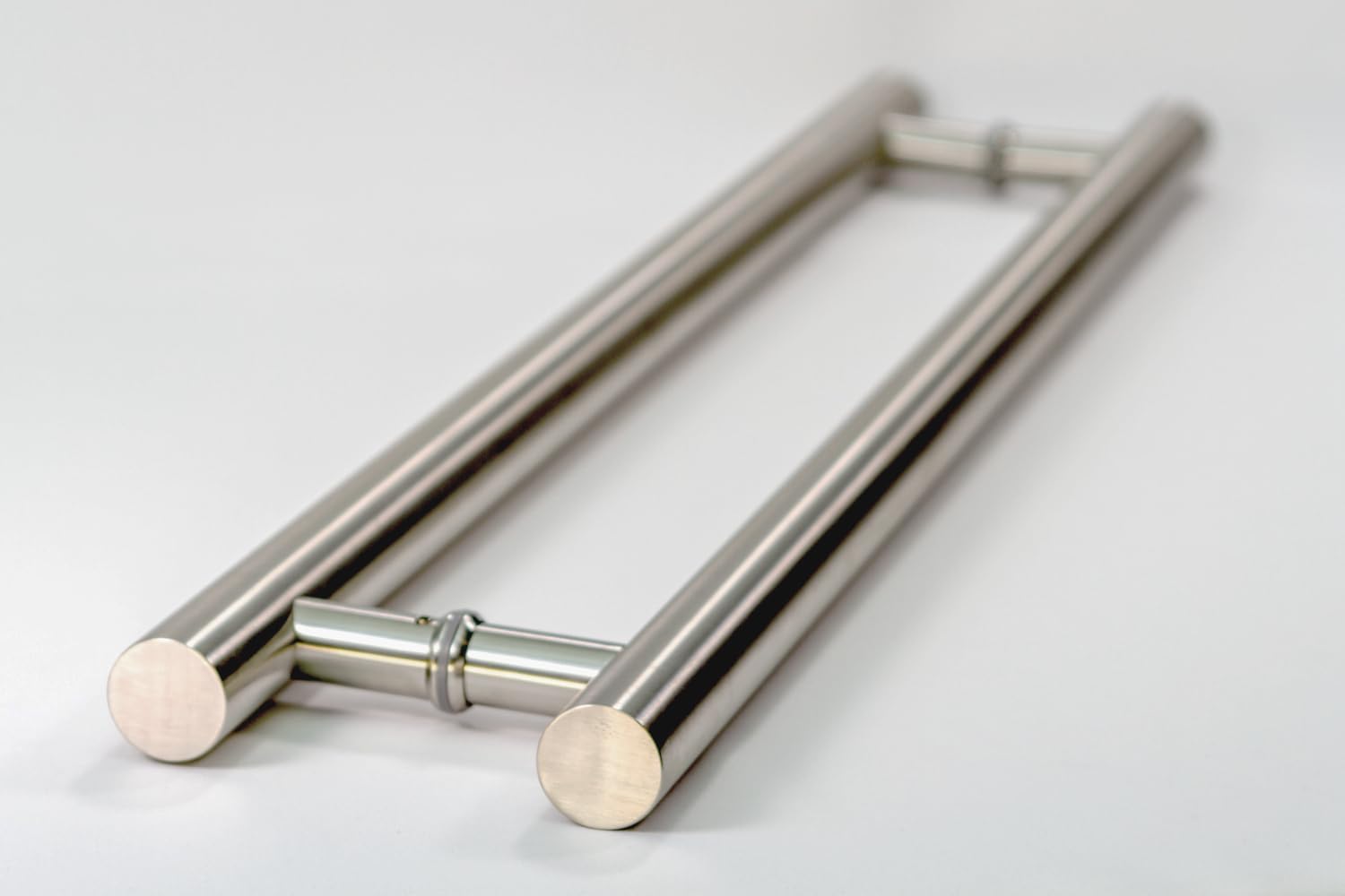 12 Inch Modern Brushed Nickel Satin Finish Door Handles - Stainless Steel Round Bar Pulls for Home, Office & Commercial Doors - Perfect for Entry Doors, Shower Glass Doors & Sliding Barn Doors (1 Foot Long)