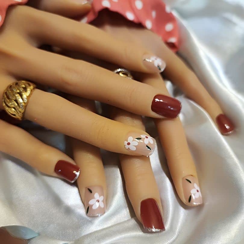 Makemynails Gorgeous French Stick On Nails - Reusable Artificial Fake Nail Set | Lightweight & Long Lasting Press On Nails | Easy to Apply Quick Fix for Festivals, Parties & Special Occasions | Perfect for Weddings, Prom & Date Nights