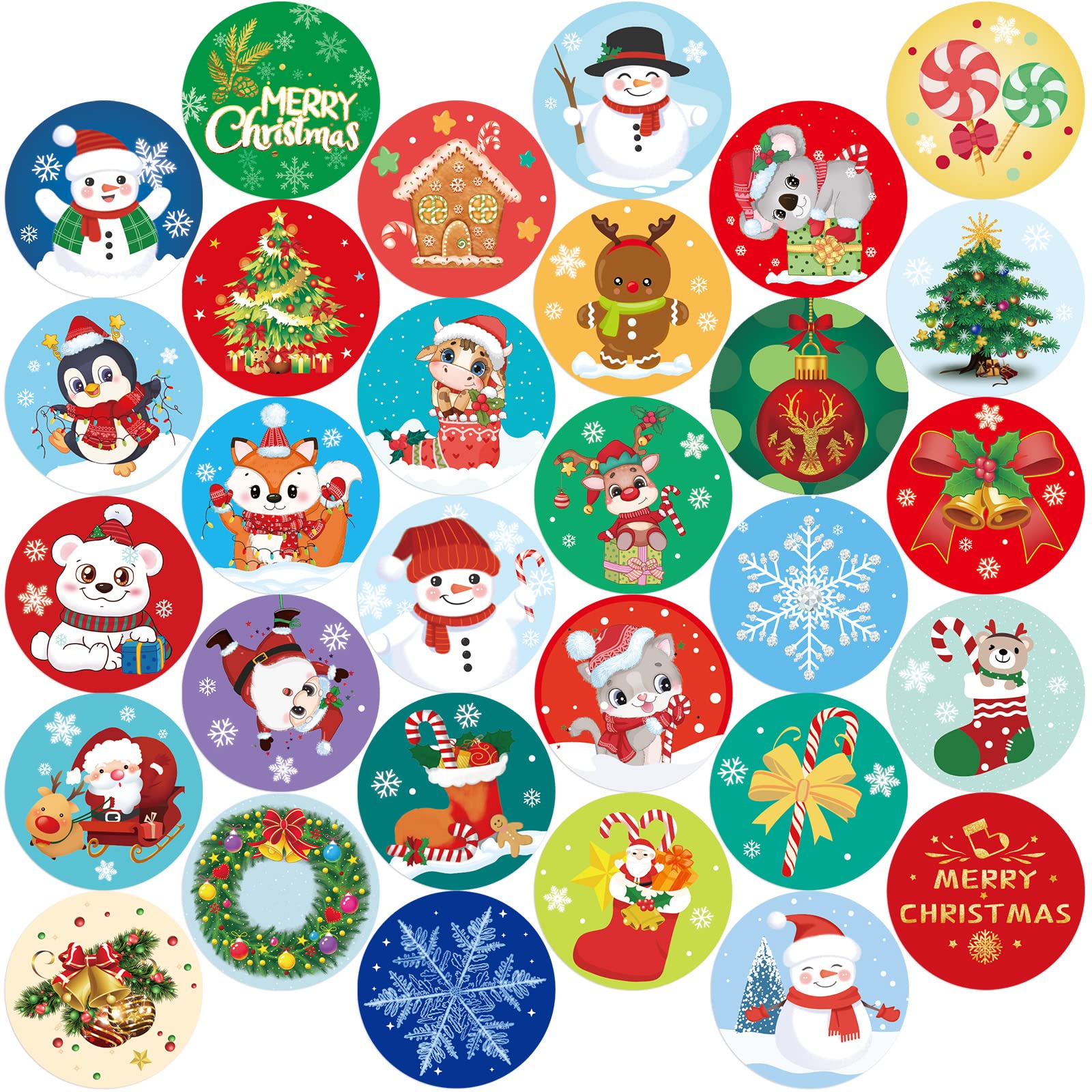 600 Christmas Stickers for Kids - Holiday Party Favors, Classroom Rewards & DIY Crafts (20 Sheets) - Perfect for Gift Wrapping, Scrapbooking & Christmas Decorations