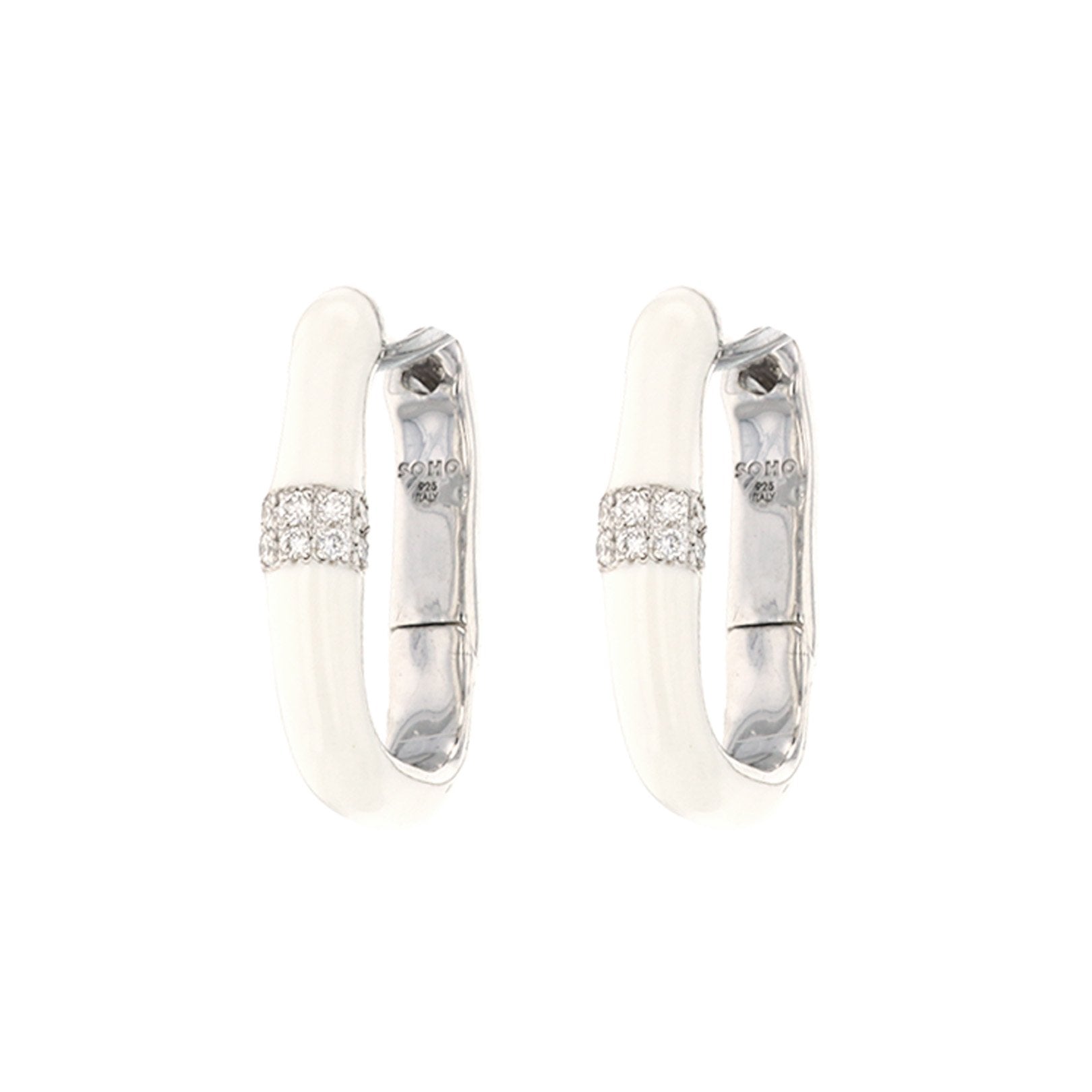 0.14 Carat Diamond Sterling Silver Enamel Earrings for Women - Elegant Dangle Hoop Earrings for Party, Wedding & Everyday Wear