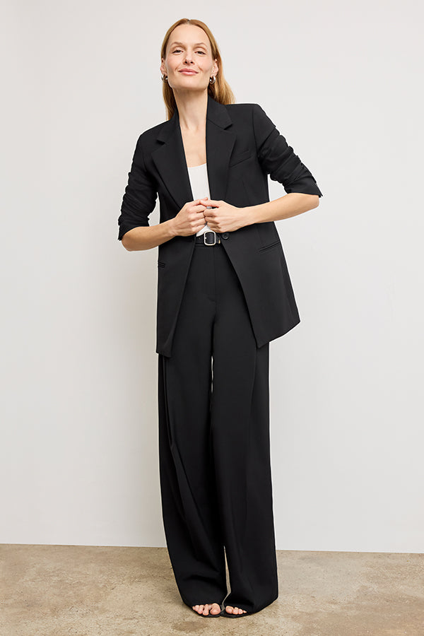 Rina Sculptural High-Waisted Pants - OrigamiTech Pleated Trousers in Black for Women | Office Wear & Evening Outfits