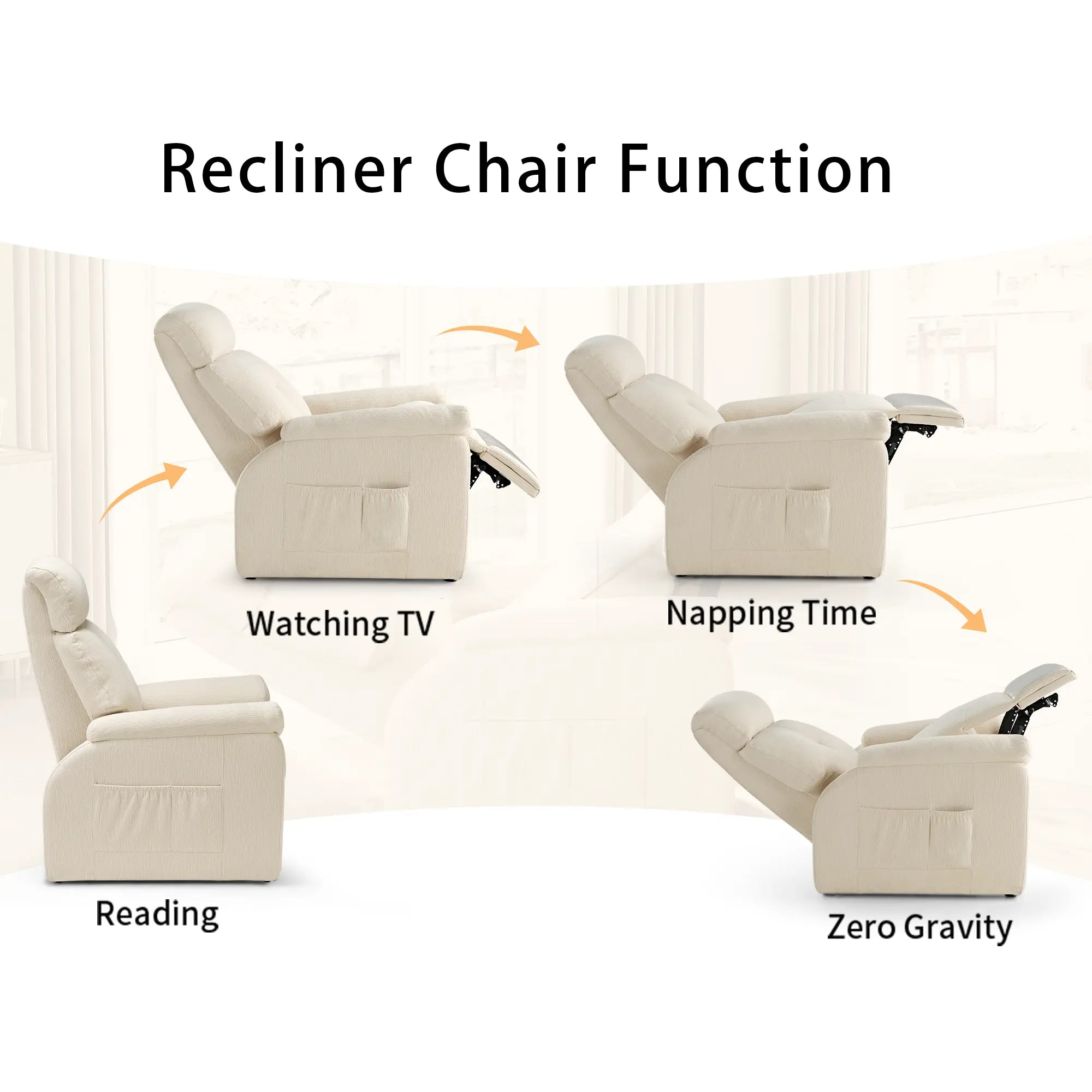Henry Armrest Power Recliner Chair - Super Zero Gravity Massage Recliner for Living Room, Home Theater & Office - Ergonomic Leather Lounge Chair with USB Charging & Cup Holders
