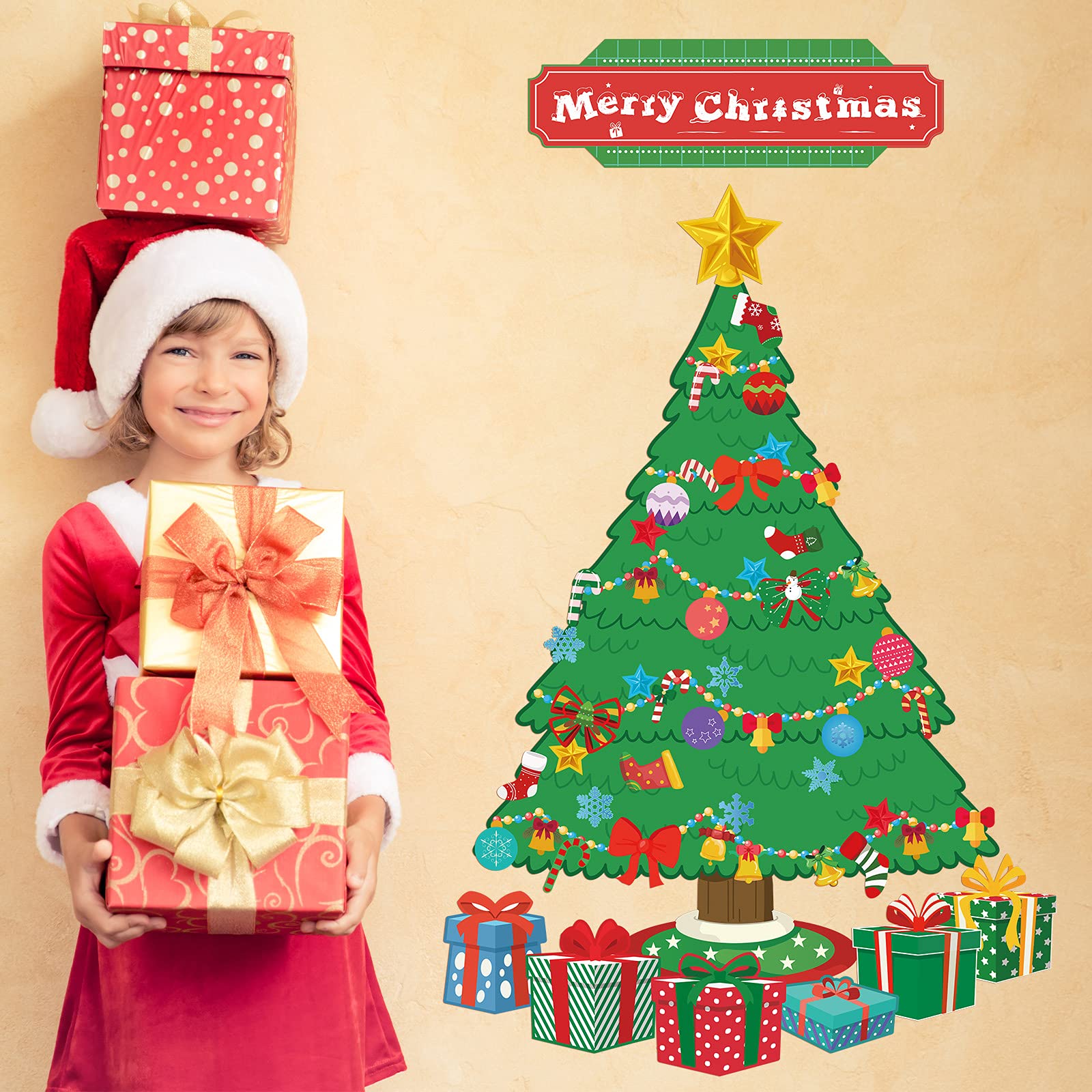 71 Piece Christmas Classroom Decor Set - Tree, Banners, Candy Canes, Stars, Bells, Snowflakes, Presents, Stockings & Bows - Holiday Party, School Bulletin Board & Winter Classroom Decoration Kit