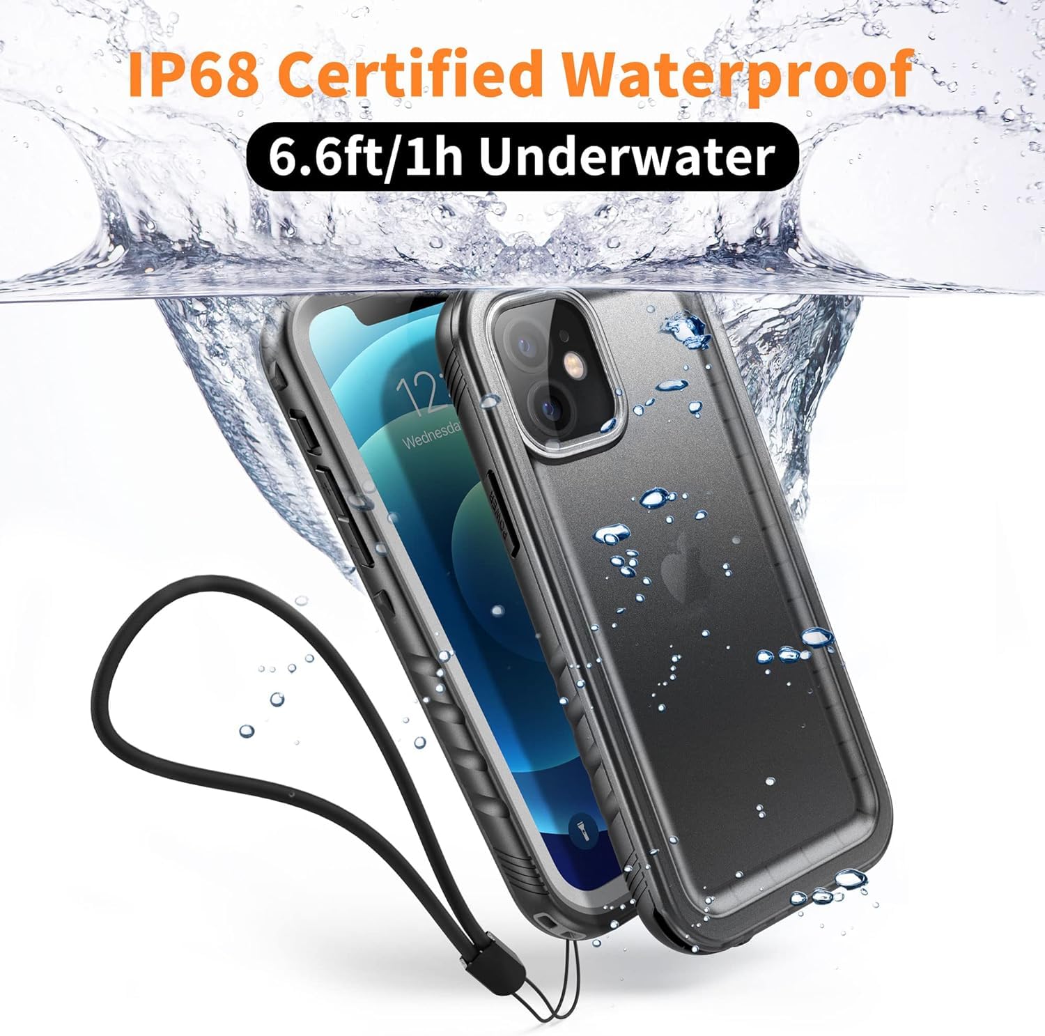 iPhone 12/12 Pro Waterproof Shockproof Case with Screen & Camera Protector - Heavy Duty 360° Full Body Protection, Dustproof Hard Bumper for Outdoor, Sports & Underwater Use