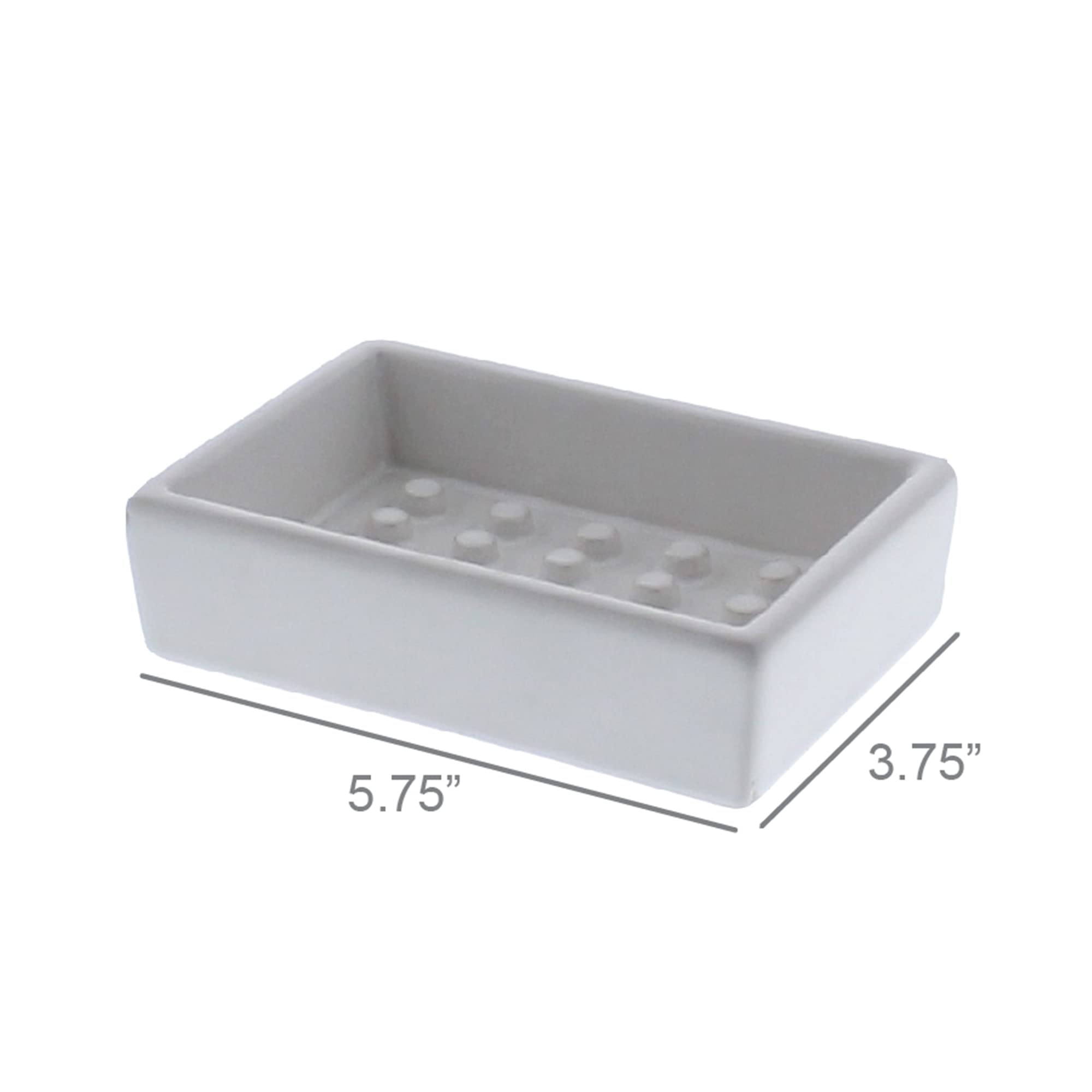 HomArt Rectangle Raised Peg Soap Dish - Ceramic Bathroom Organizer in Matte White | Perfect for Showers, Sinks & Vanity Countertops