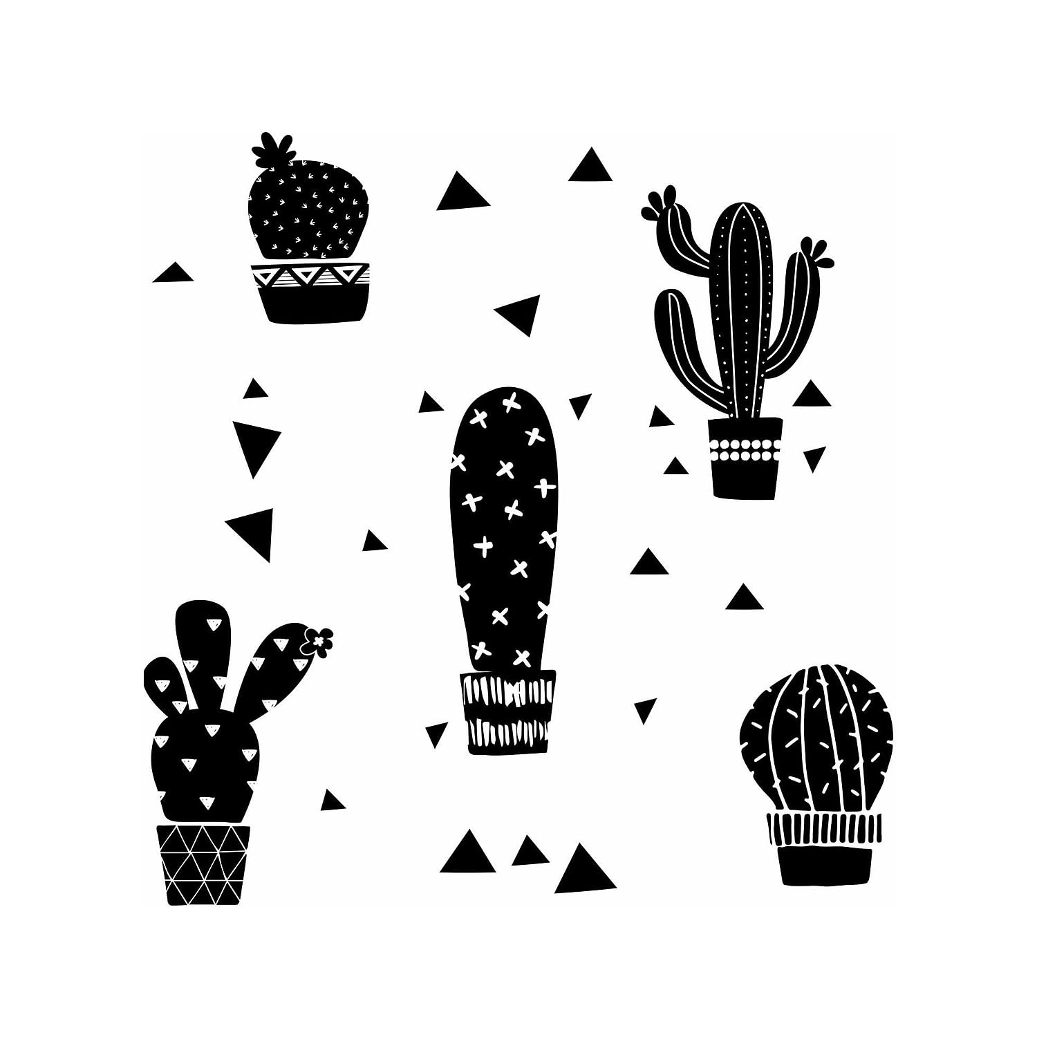 RoomMates RMK3648SCS Black Geometric Cactus Peel and Stick Wall Decals - Self-Adhesive Removable Wall Stickers for Bedroom, Nursery, Dorm & Home Decor