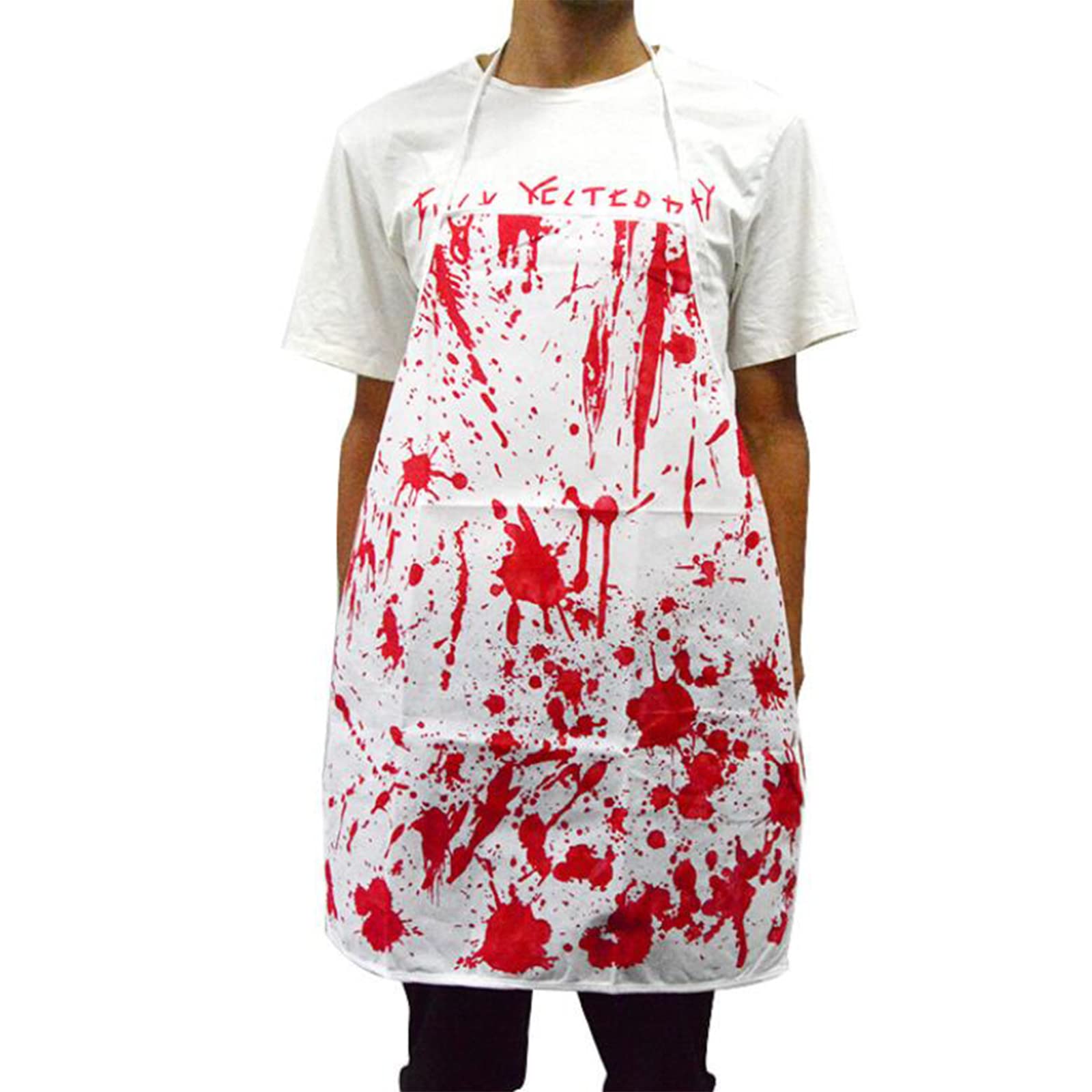 Scary Halloween Bloody Apron & Chef Hat Set - Blood Splattered Costume Props for Adults, Party Decor, Cosplay - Perfect for Halloween Parties, Haunted Houses & Themed Events