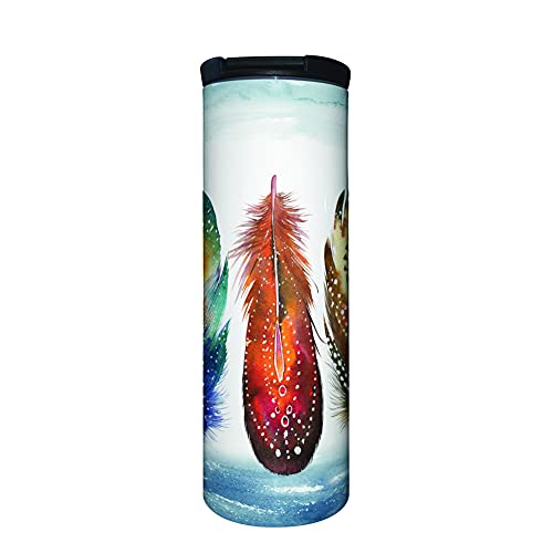 Boho Feather 17 oz Tumbler with Lid, Stainless Steel, Vacuum Insulated with Slide Lock Lid, Leak Proof
