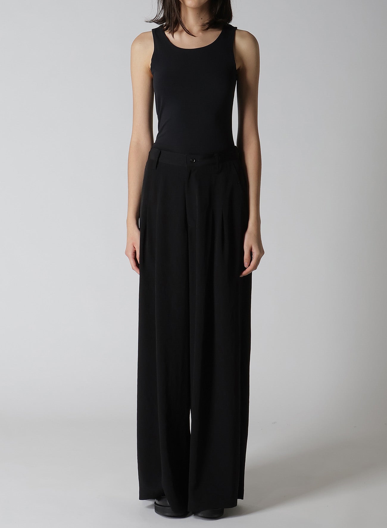 Elegant Crepe de Chine Double Tucked Wide Leg Pants for Women - Comfortable & Stylish Office Wear & Casual Outfits