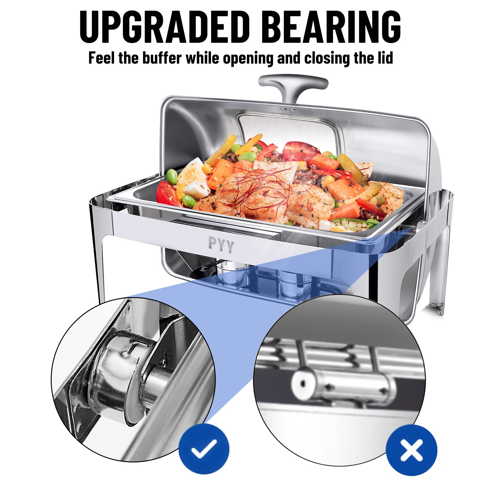 Professional 9QT Roll Top Chafing Dish Buffet Set - Commercial Grade Chafer for Catering, Buffets & Food Warmers | Ideal for Weddings, Banquets & Restaurant Buffet Service