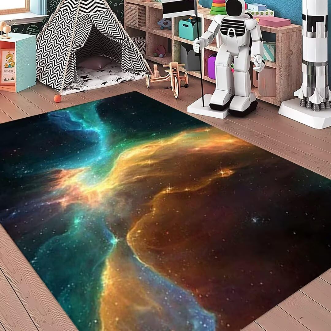 6'×9' Extra Large 3D Galaxy Starry Sky Area Rug - Washable Universe Nebula Theme Carpet for Living Room, Bedroom, Dining Room & Playroom | Perfect for Space-Themed Decor & Kids Rooms