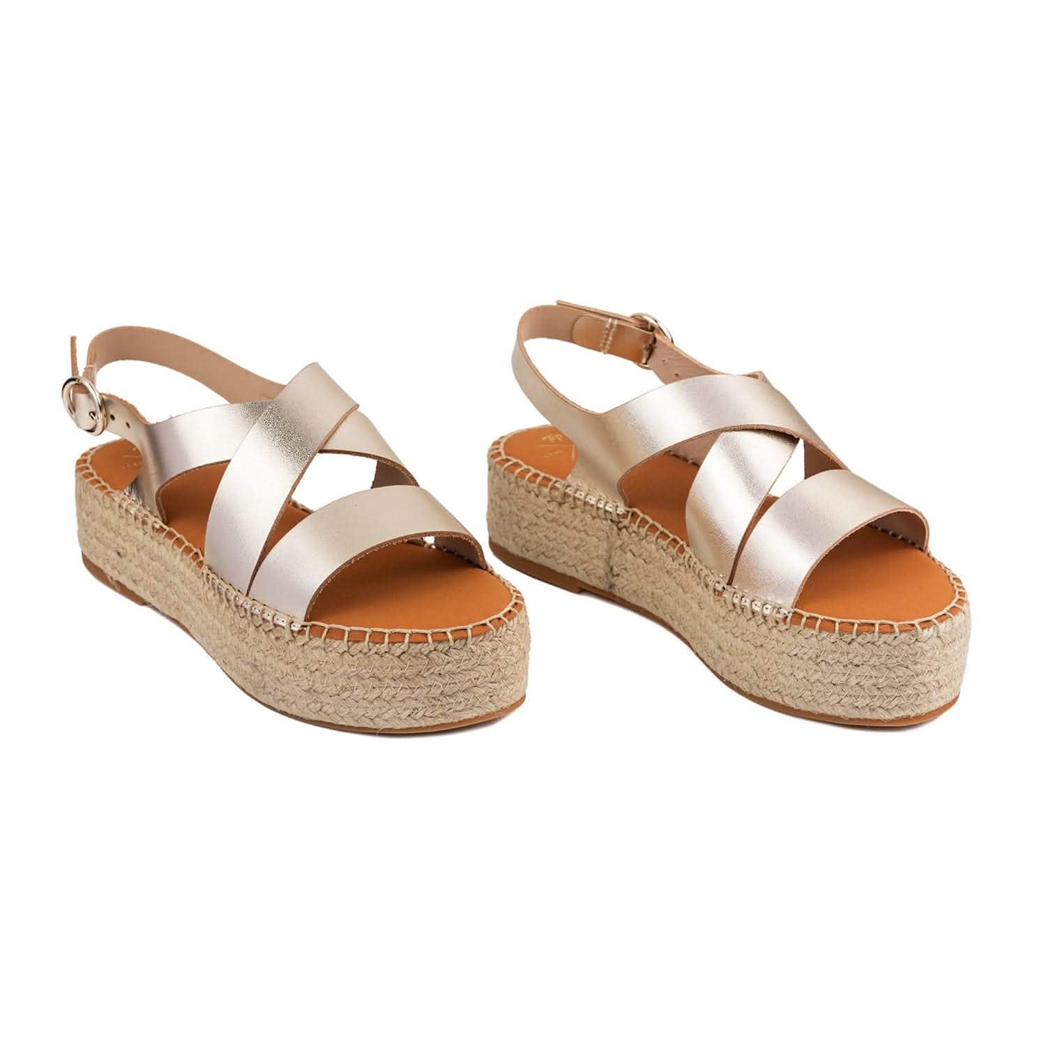 Women's Plain Leather Platform Espadrilles - Comfortable Summer Wedge Sandals for Casual Outings & Beach Vacations