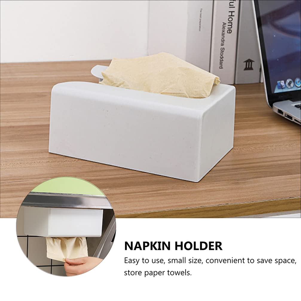 Hemoton 3-Pack White Plastic Wall-Mounted Tissue Box Holder - Hanging Paper Towel Dispenser for Bathroom, Kitchen & Makeup Counter | Space-Saving Toilet Paper Stand with ABS Material (White)